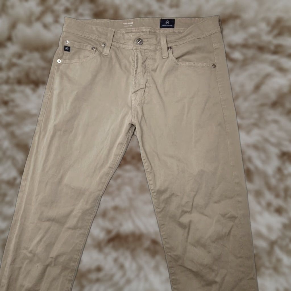 AG Adriano Goldschmied The Tellis Jeans Mens 30x32 Beige Slim Tapered Stretch