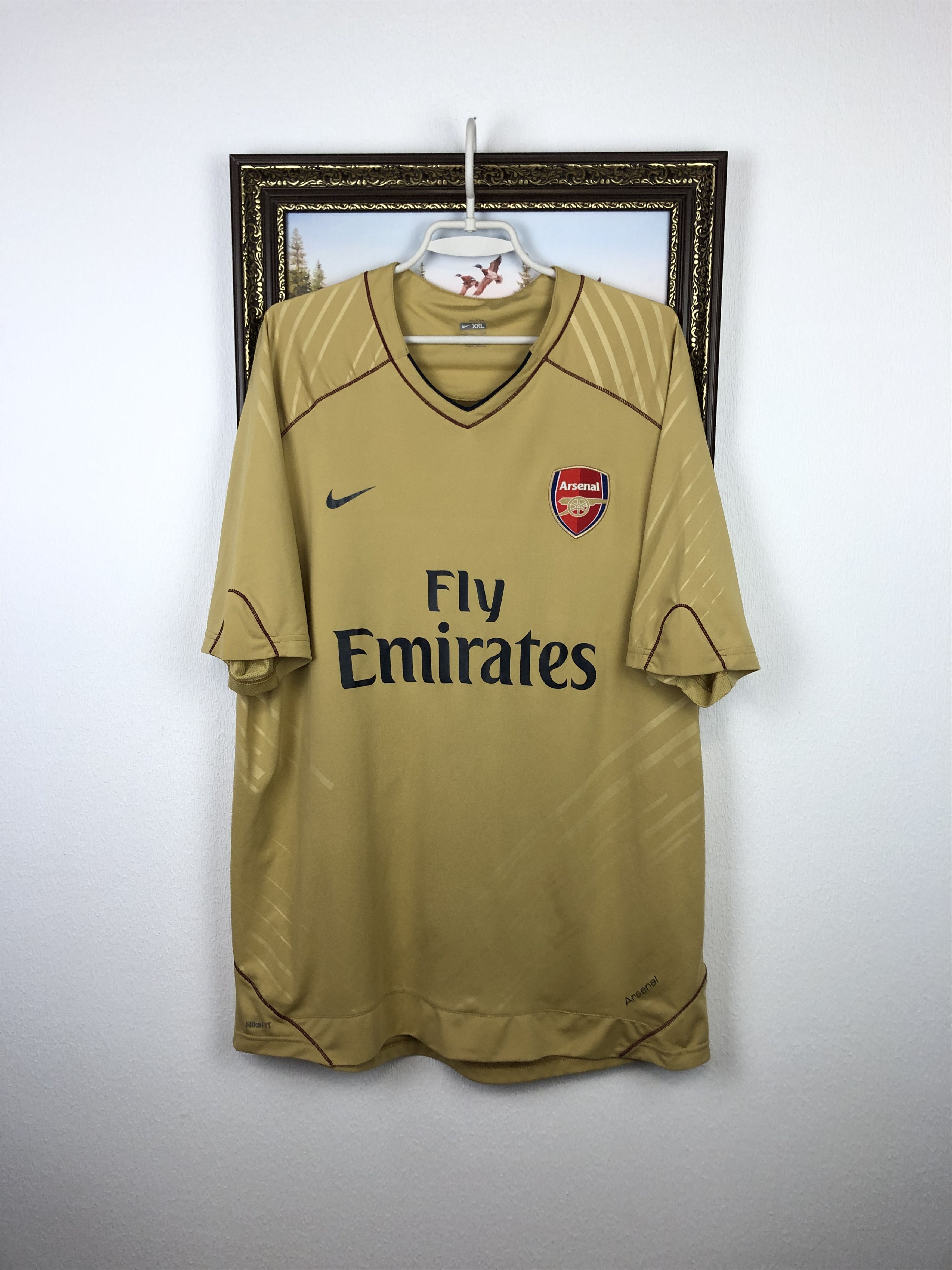 Vintage Nike Arsenal Football Shirt Soccer Jersey Gold