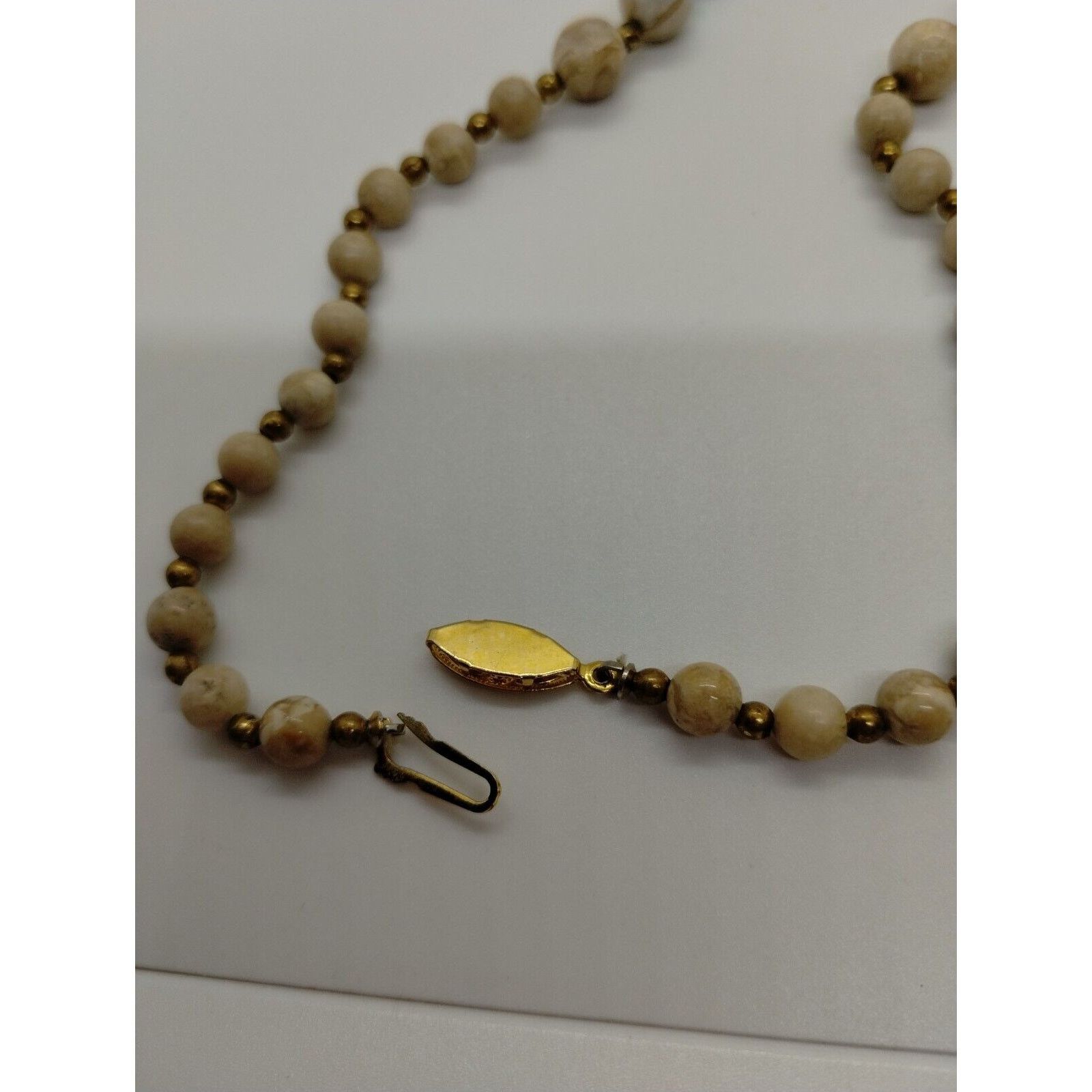 Vintage Stone Bead Necklace - Gold Tone Beads - 24-inches Size ONE SIZE - 5 Thumbnail