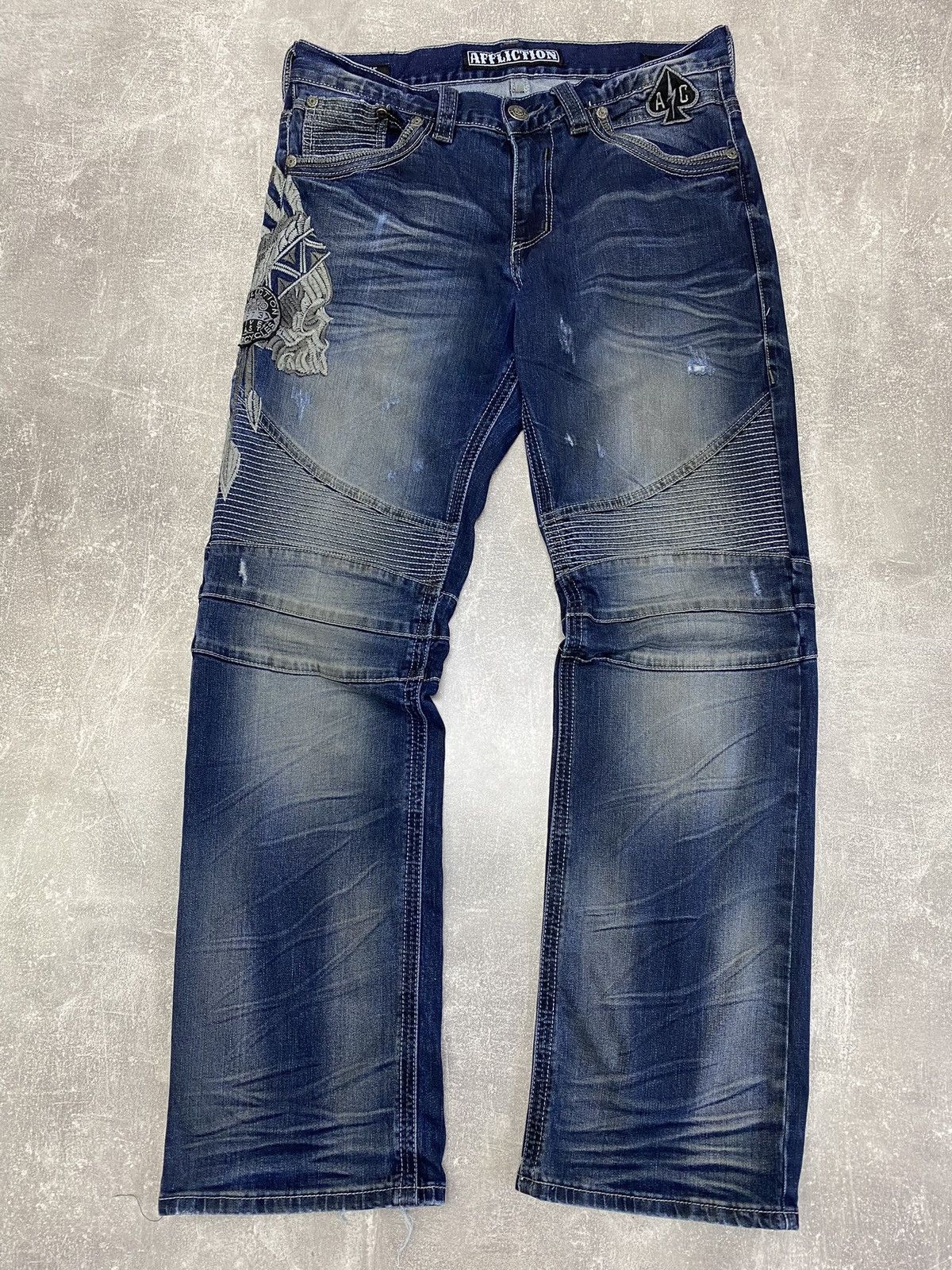 Affliction × Japanese Brand × Vintage Crazy Vintage Y2K Affliction Jeans Live Fast Motorcycles Size US 32 / EU 48 - 3 Thumbnail