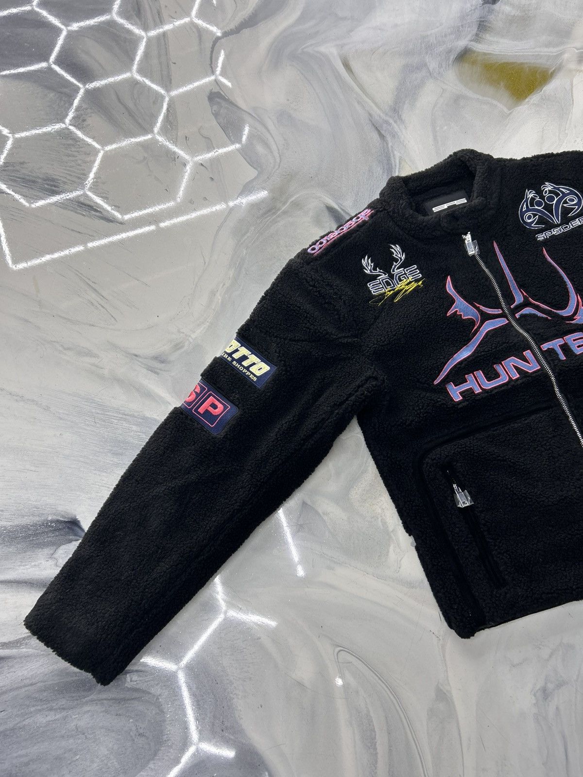 Sp5der Sp5der Black Sherpa Hunter Moto Jacket Zip Up Size M Size US M / EU 48-50 / 2 - 6 Thumbnail