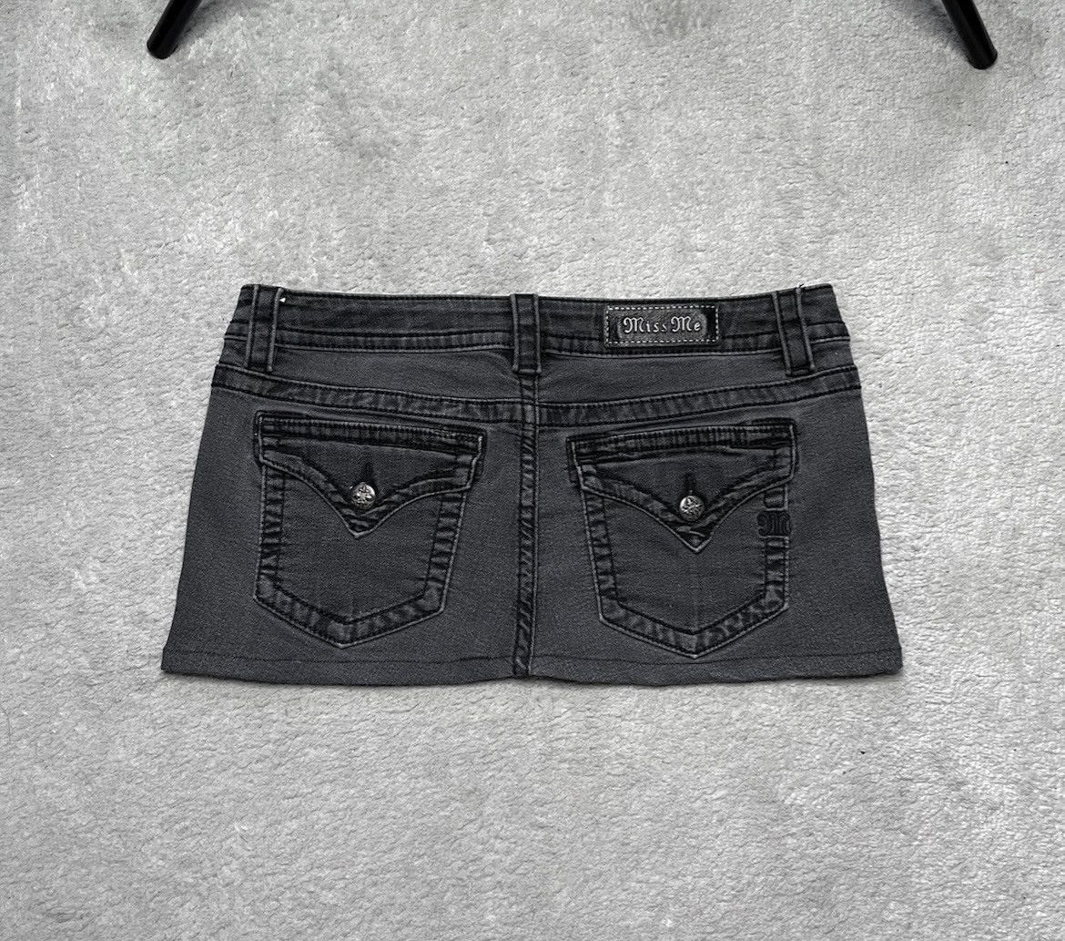 Miss Me Vintage Grey Mini Denim Skirt Basic Miss Me Low Rise Hip Size 31" - 1 Thumbnail