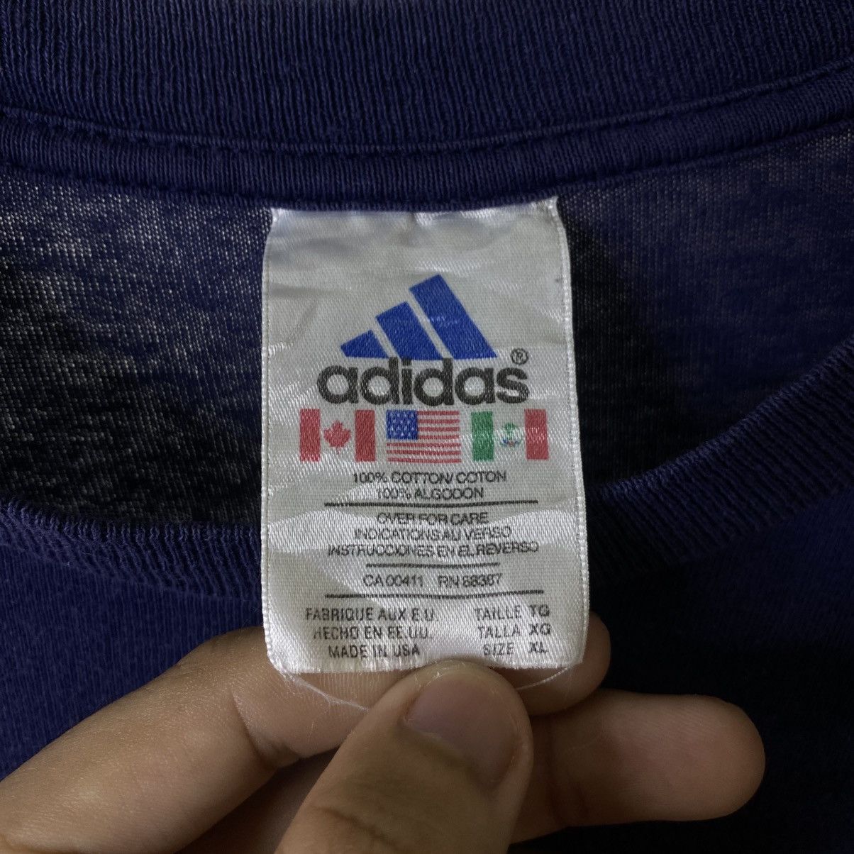 Adidas 1990s Adidas Big Logo T Shirt Size US L / EU 52-54 / 3 - 4 Thumbnail