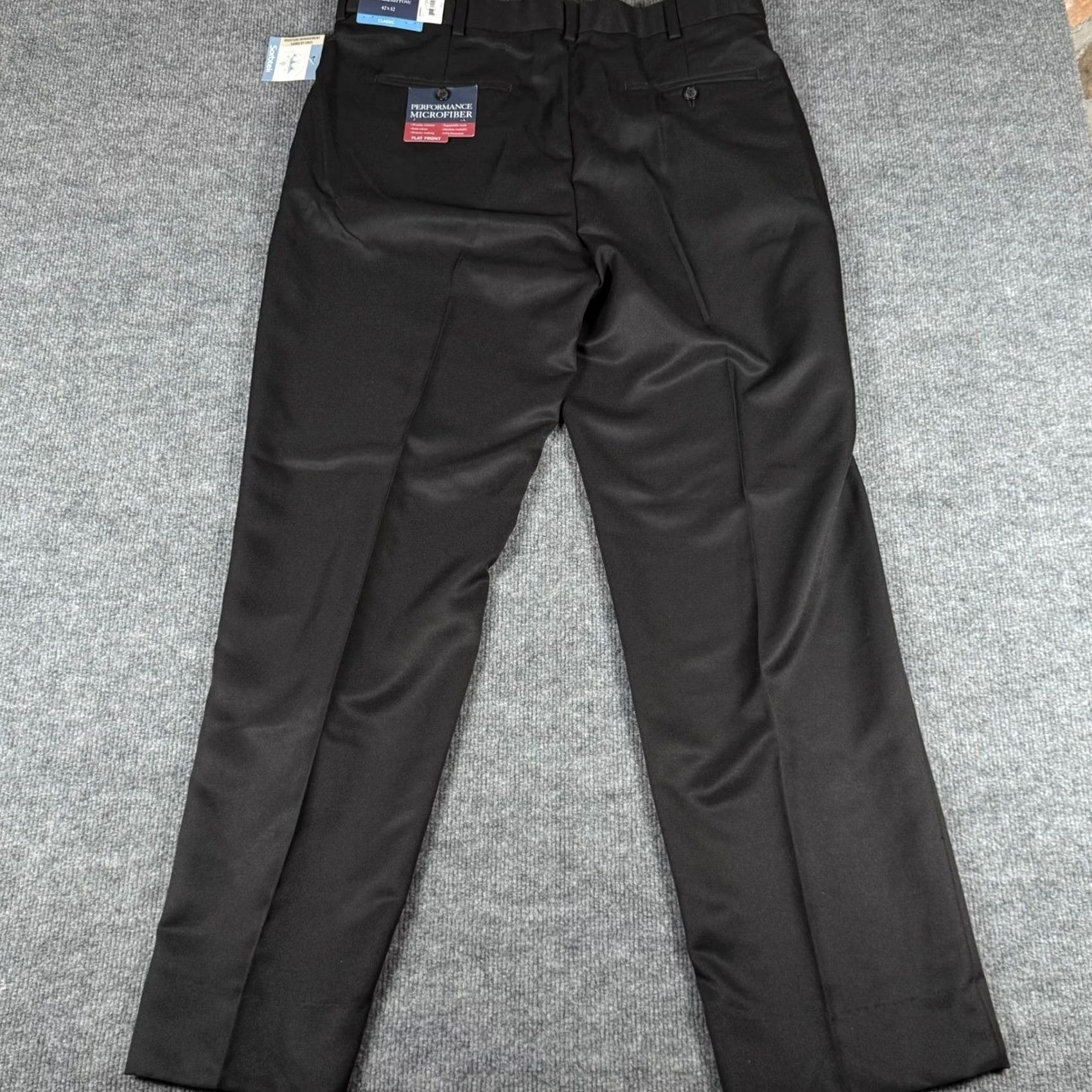 Croft & Barrow Mens Croft & Barrow Dress Pants Flat Front Classic Fit 36x32 Black Polyester Microfiber Wrinkle Resistant Moisture Wicking Expandable Waist UVA Size US 36 / EU 52 - 3 Thumbnail