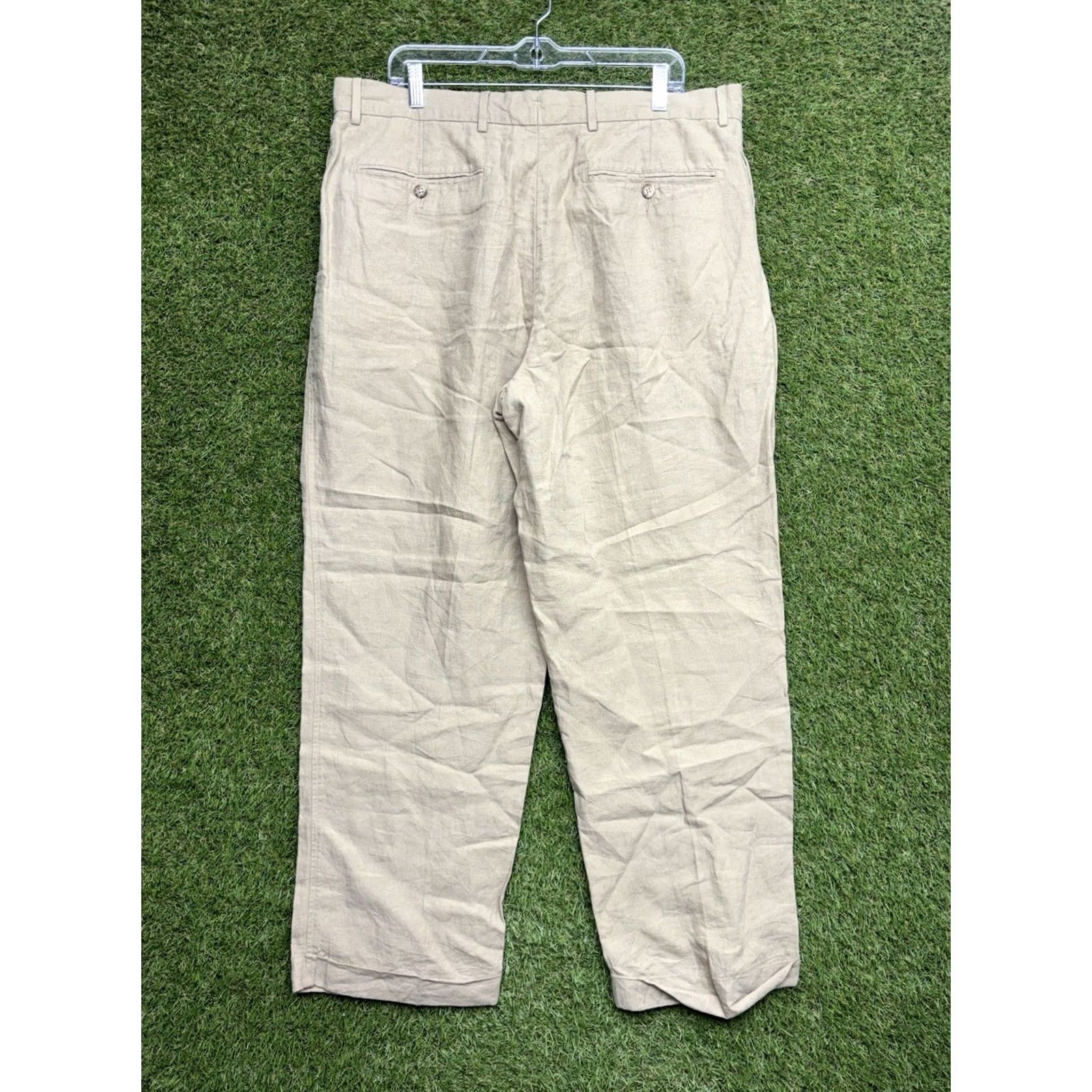 Cremieux Daniel Cremieux Soiree Linen Pants Mens 38x30 Khaki Dress Linen Straight Pants Side Pocket Beige Regular Mens Size US 38 / EU 54 - 6 Thumbnail