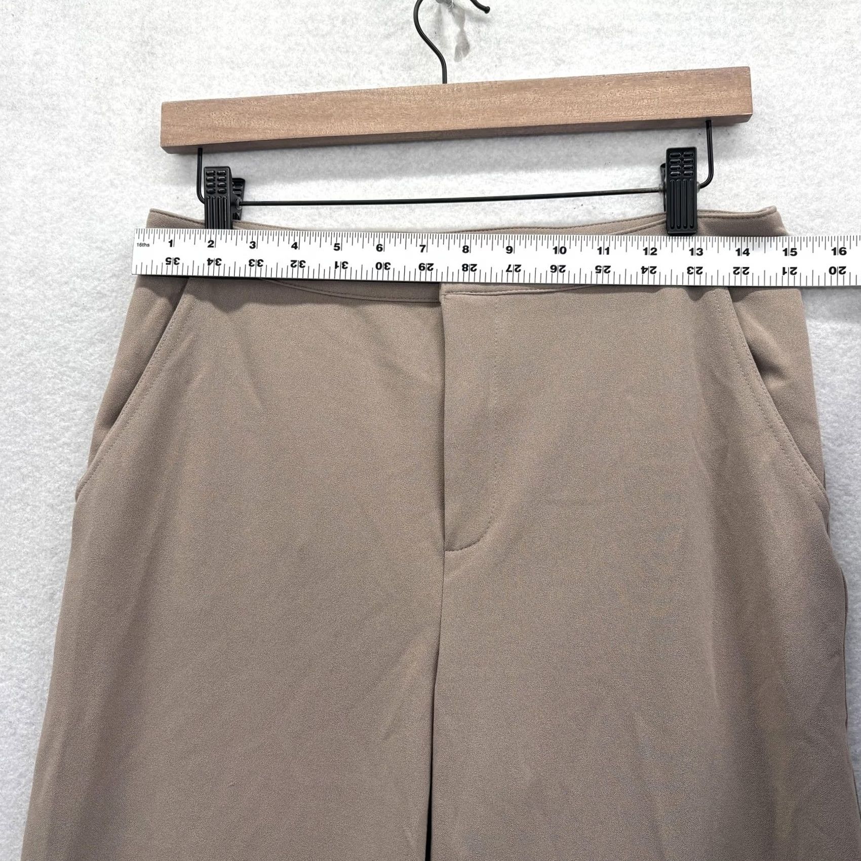 H&M H&M Crepe Dress Pants Womens Small Beige Wide Leg Stretch Zip Pockets Workwear Size 28" / US 6 / IT 42 - 5 Thumbnail