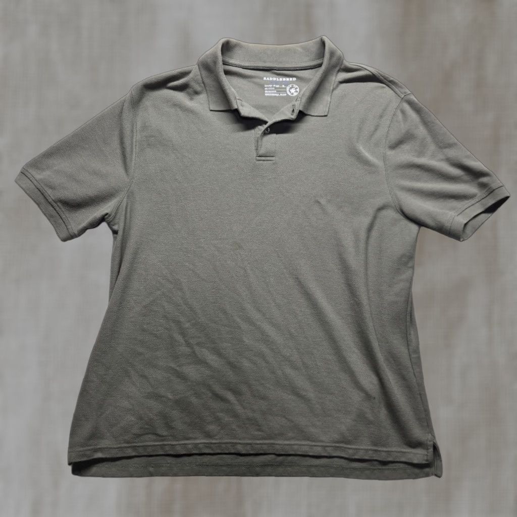 Vintage Saddlebred Polo Shirt Solid Green Short Sleeve XL Men Polo Shirt Casual Golf Rugby 2 Button Adult Mens XL Green Size US XL / EU 56 / 4 - 1 Thumbnail