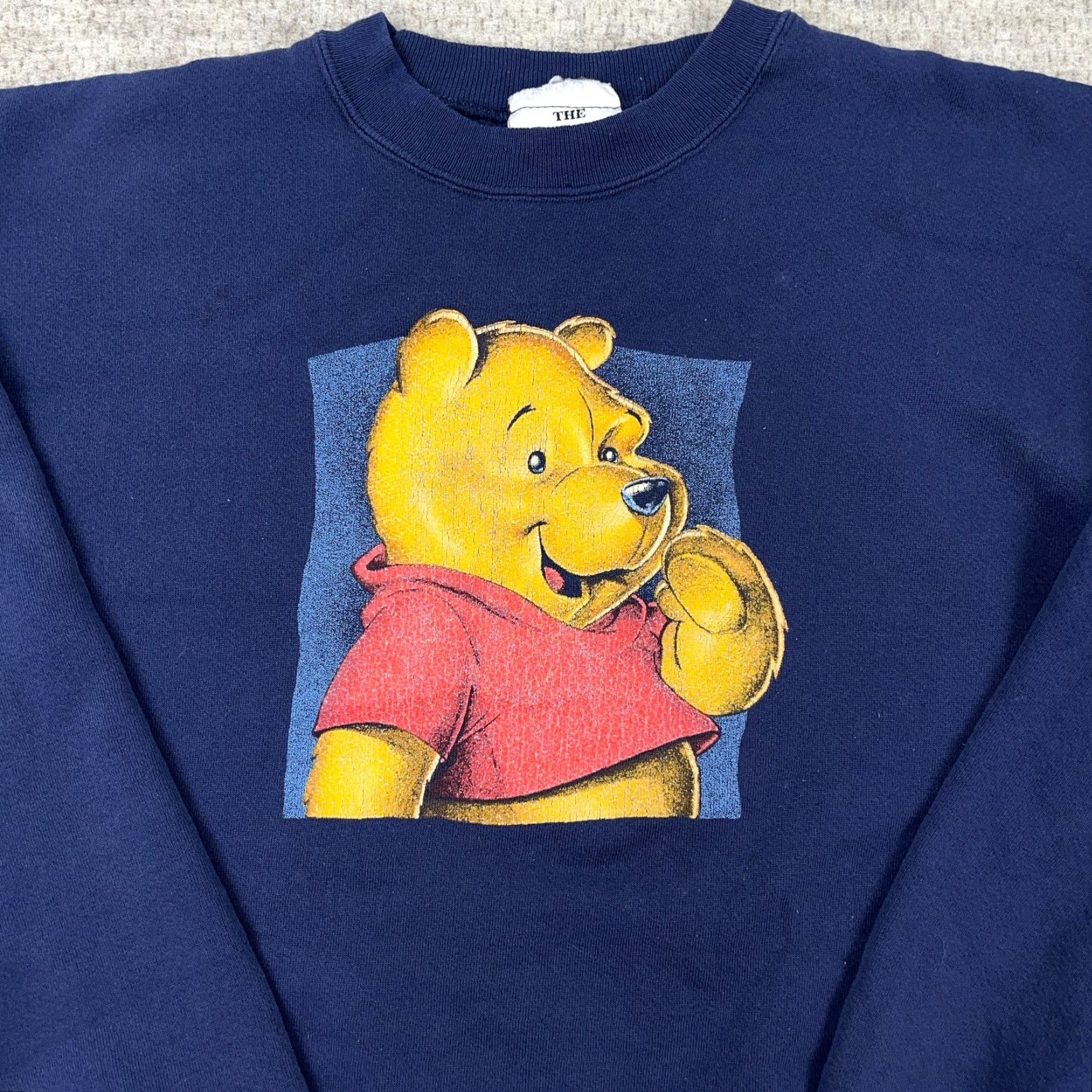 Disney VINTAGE Disney Winnie The Pooh Sweatshirt Men 2XL Navy Blue Crewneck Cotton Blend Graphic Print 80s 90s Logo Mens Size US XXL / EU 58 / 5 - 2 Thumbnail