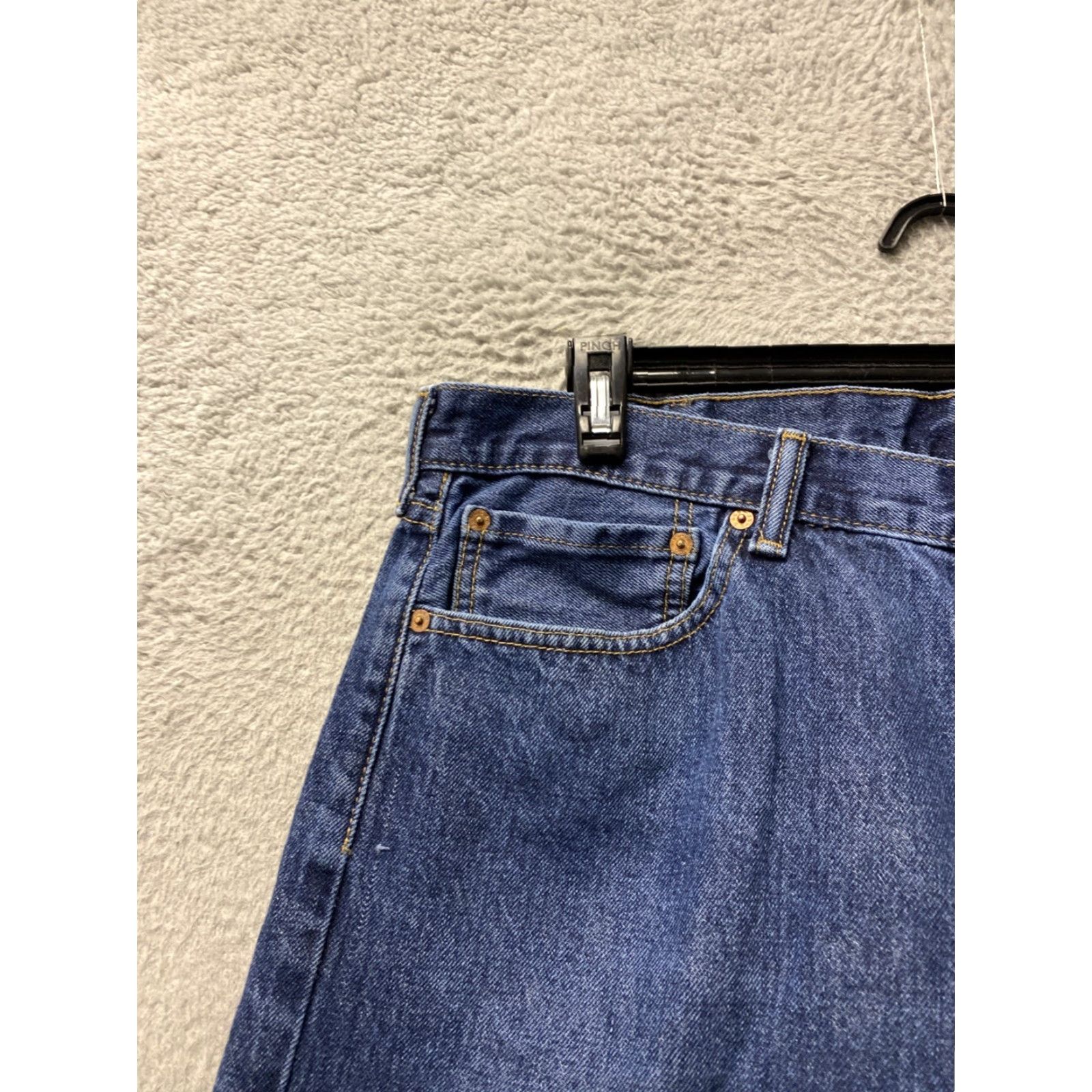 Levi's Levi's 505 Men's Regular Straight Jeans 40x30 Dark Wash Blue Denim Zip Closure 5-Pocket Logo Regular Rise Inseam 30” Mens Size US 40 / EU 56 - 4 Thumbnail