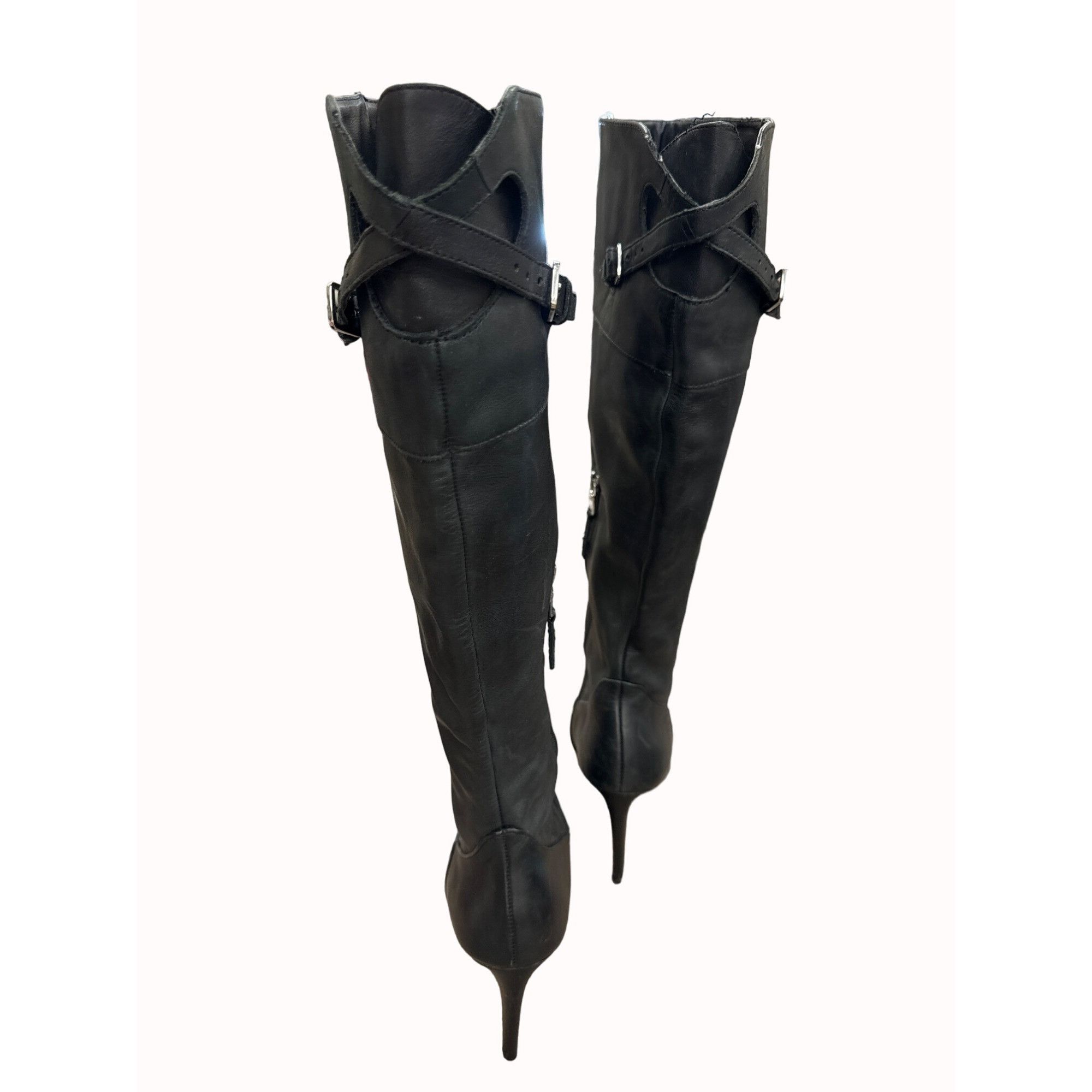 Ralph Lauren Lauren Ralph Lauren women’s black leather Halina OTK boots 9 Size US 9 / IT 39 - 3 Thumbnail