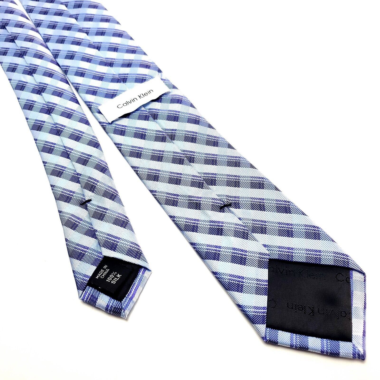 Calvin Klein Calvin Klein Blue & Purple Silk Tie Woven Skinny Striped Gin Size ONE SIZE - 3 Thumbnail