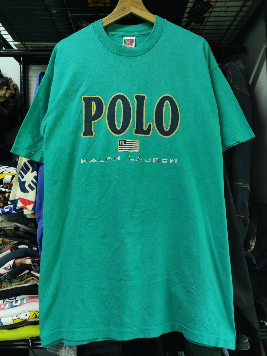 Polo Ralph Lauren Vtg 90's Polo Ralph Lauren Logo Mint Color Shirt Size US XL / EU 56 / 4 - 2 Thumbnail