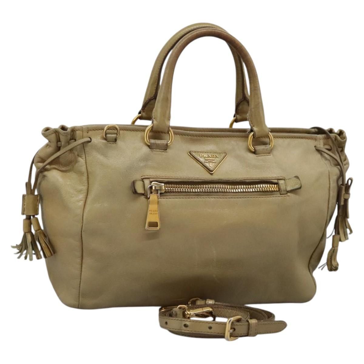 Prada Vitello Beige Leather Handbag (Pre-Owned) Size ONE SIZE - 1 Thumbnail