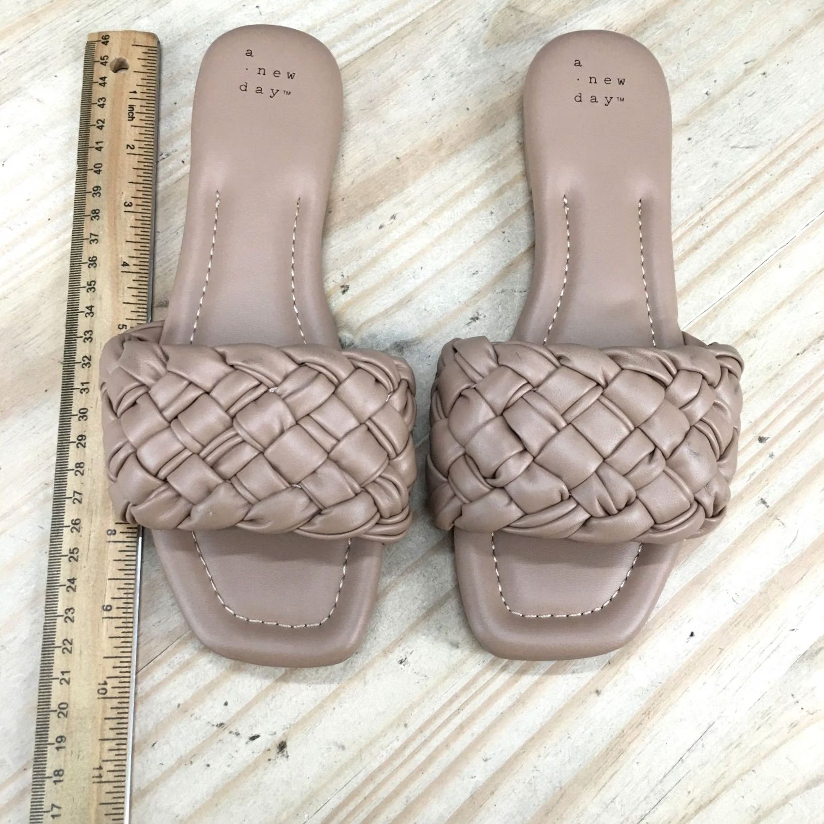 Vintage A New Day Sandals Womens 7 Casual Slip On Braided Flats Slide Brown Faux Leather Size US 7 / IT 37 - 7 Thumbnail