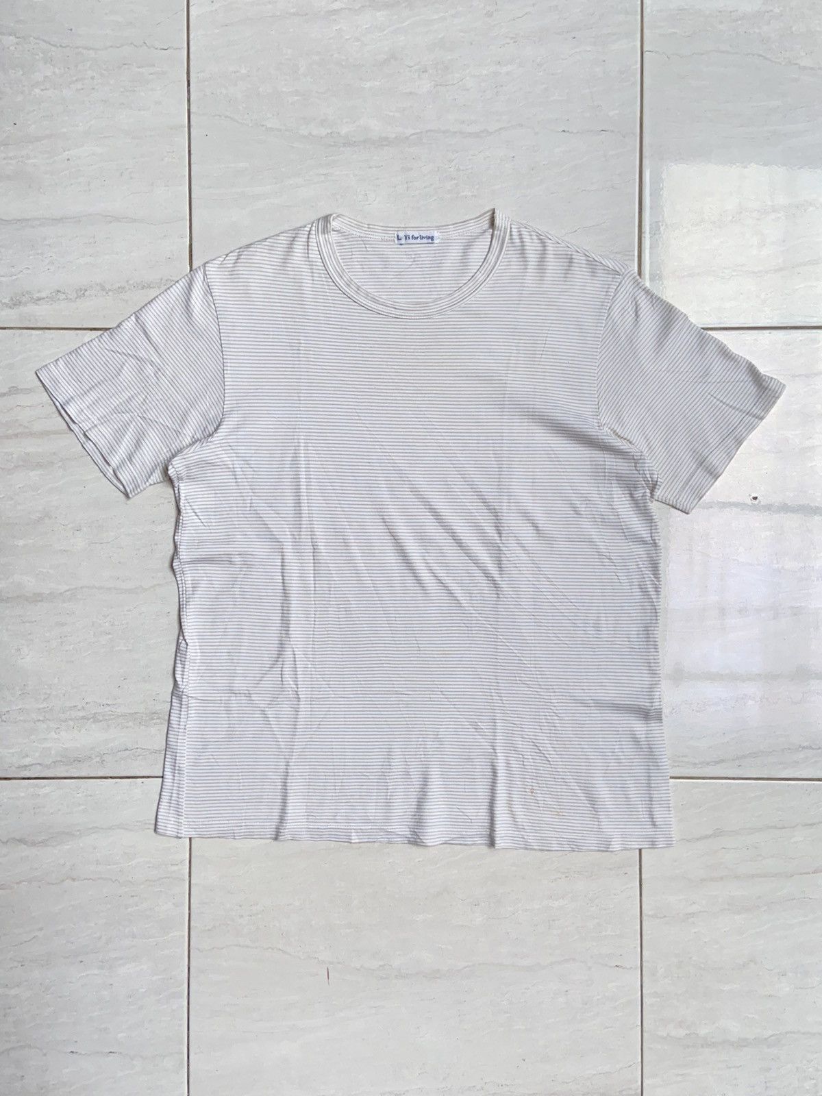 image of Yohji Yamamoto x YS Y’S For Living White Striped T-Shirt, Men's (Size XL)