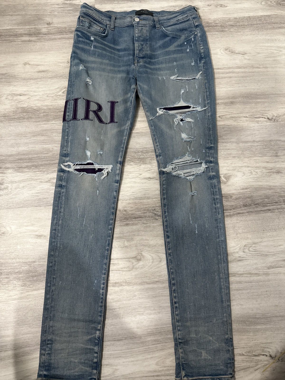 Amiri Amiri Indigo Serif Purple Logo Jean Size US 34 / EU 50 - 1 Thumbnail