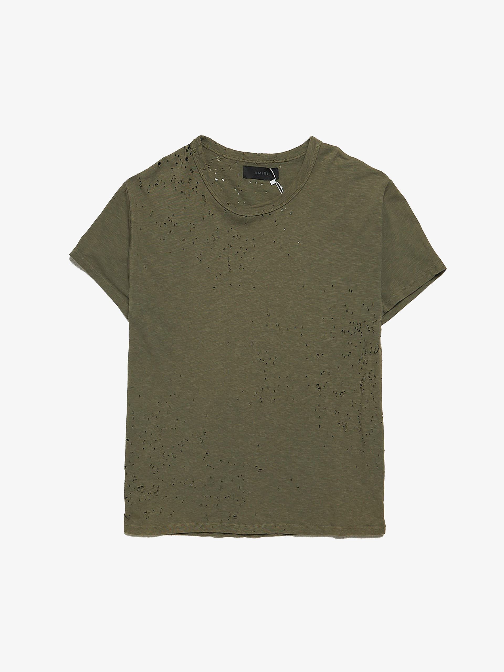 Amiri Khaki Distressed Cotton T-Shirt Size US M / EU 48-50 / 2 - 1 Thumbnail
