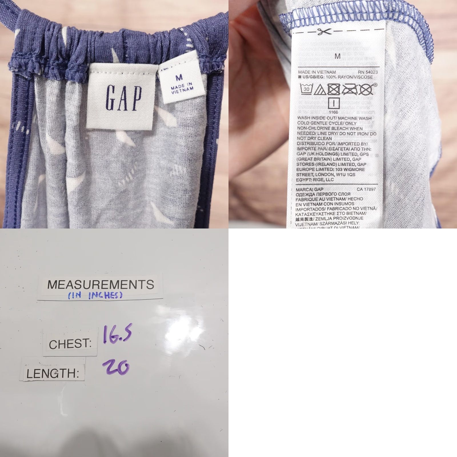Gap VINTAGE Gap Tank Top Womens Medium Blue White Geometric Print Sleeveless Shirt Summer Casual Size M / US 6-8 / IT 42-44 - 8 Thumbnail