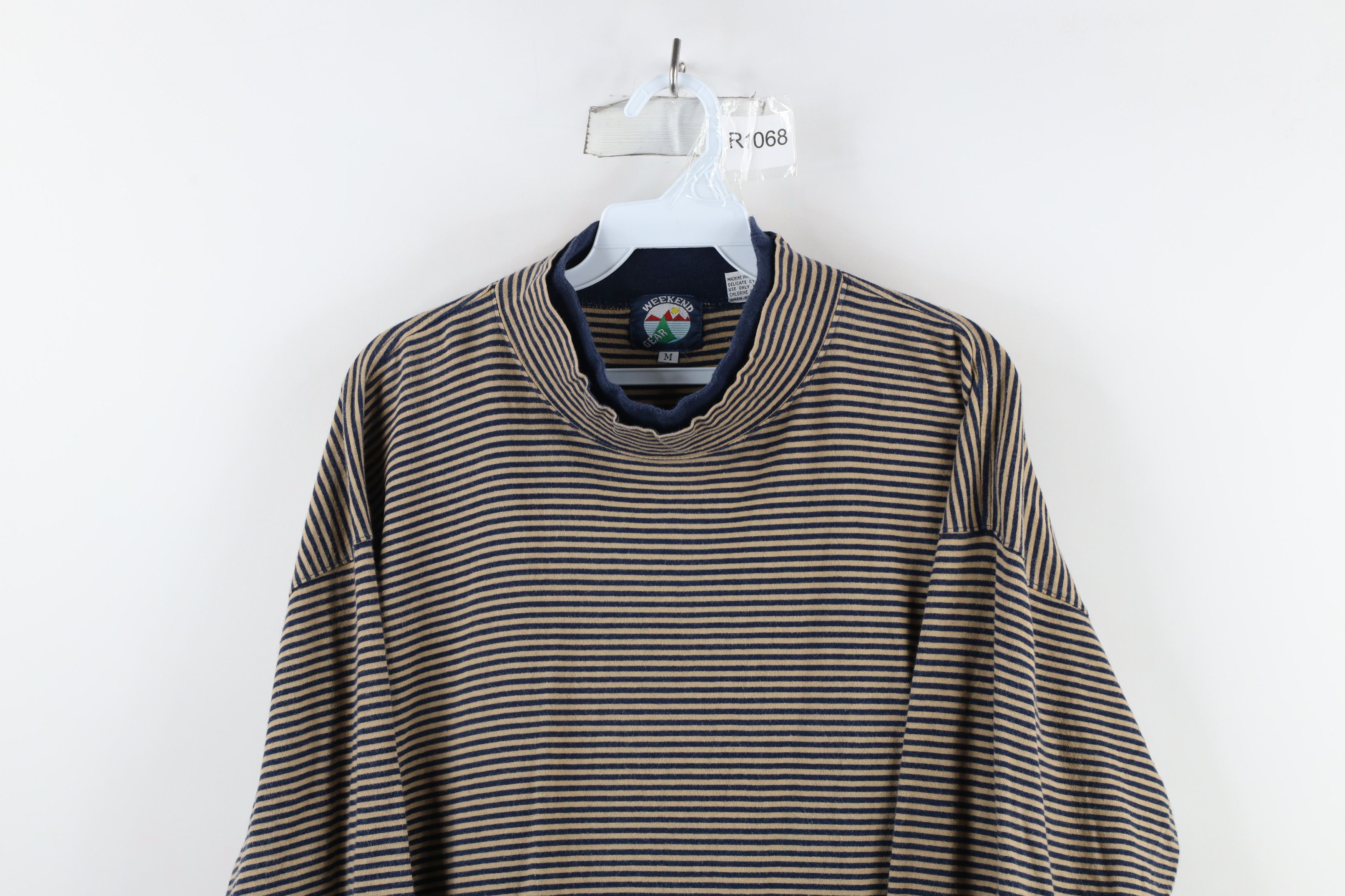 Vintage Vintage 90s Streetwear Striped Mock Neck Long Sleeve T-Shirt Size US M / EU 48-50 / 2 - 2 Thumbnail
