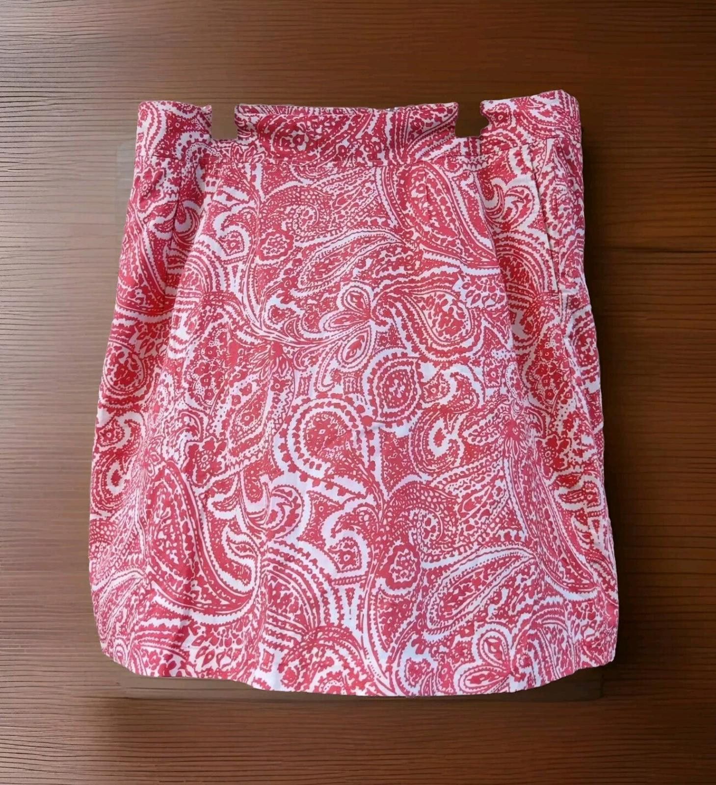 Lands' End Land's End Paisley Orangey Coral and White Womens Skirt Size Size 38" / US 16 / IT 52 - 1 Thumbnail
