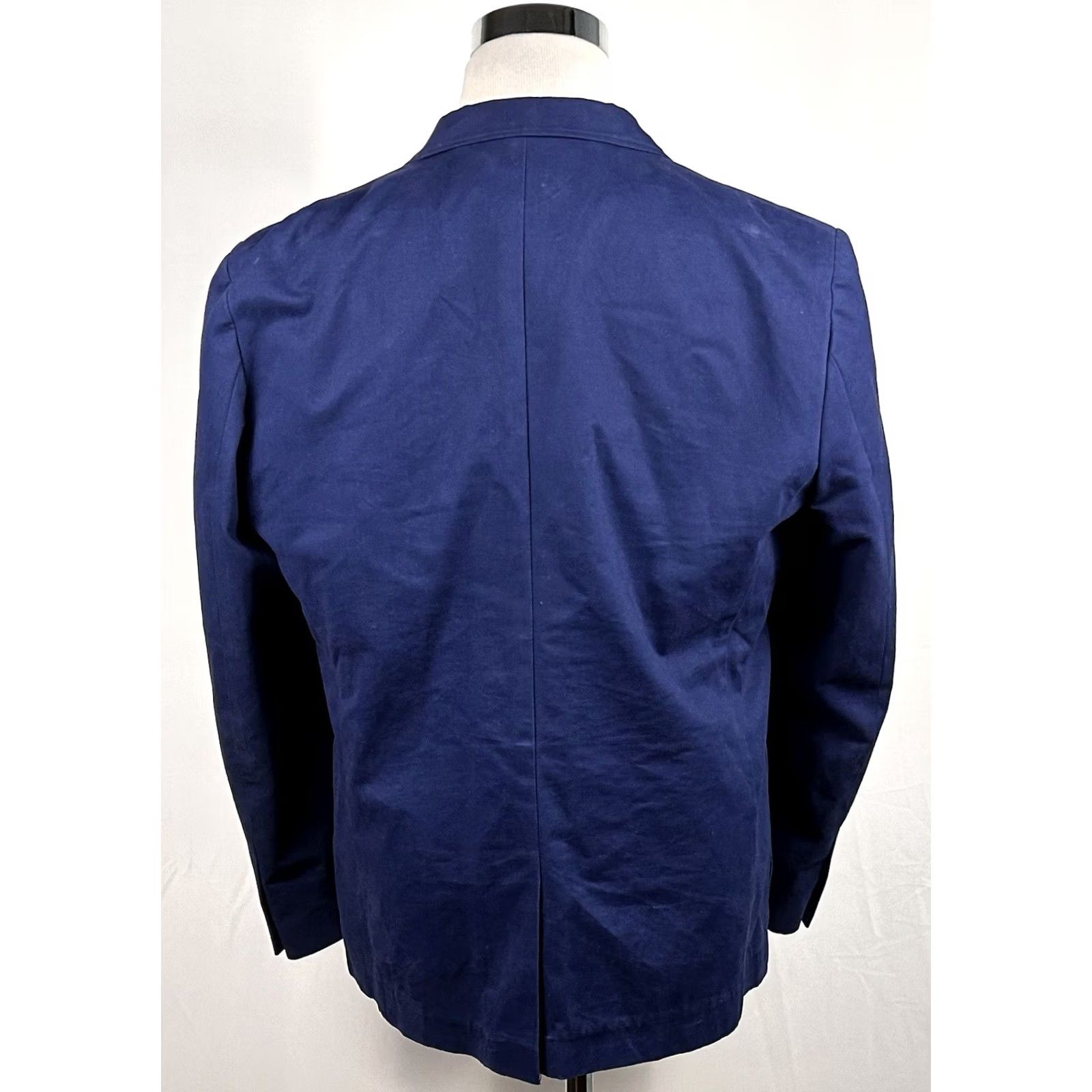 Vintage Combatant Gentlemen Sport Coat Blue 44R Slim Fit Two-Button Vented 100% Cotton Jacket Mens Regular Notch Lapel Summer Formal Size US XS / EU 42 / 0 - 6 Thumbnail