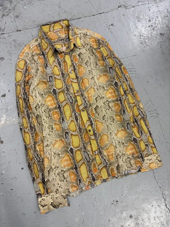 John Galliano SS2012 John Galliano Yellow Python Snake Print Silk Shirt Size US S / EU 44-46 / 1 - 4 Thumbnail