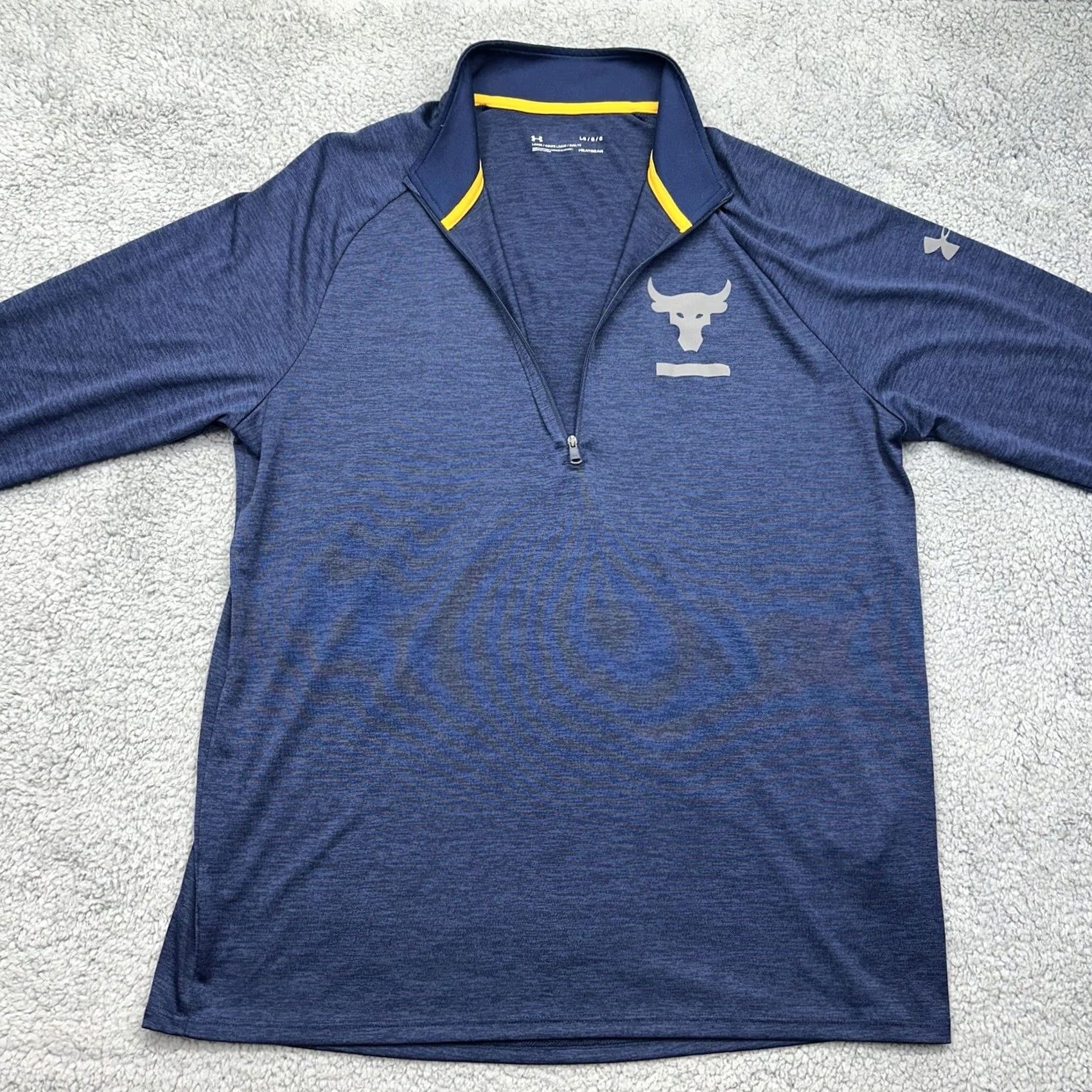 Under Armour Under Armour Project Rock Tech 1/4 Zip Pullover Shirt Mens Large Blue Long Sleeve Activewear Shirt Size US L / EU 52-54 / 3 - 3 Thumbnail