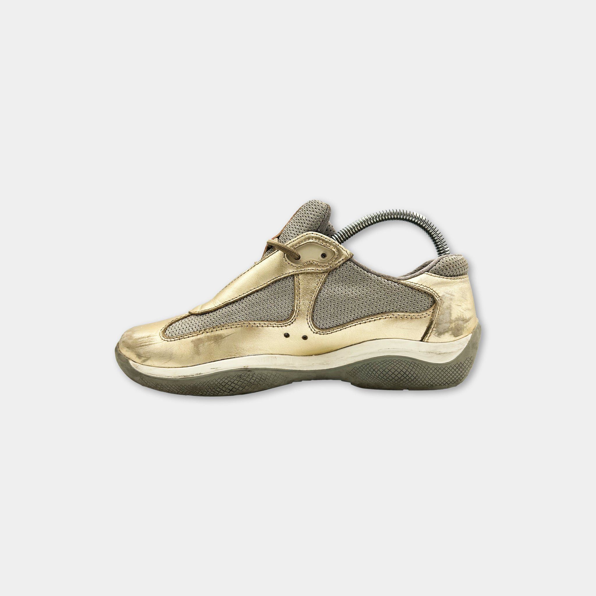 Prada Prada America’s Cup Golden Low Sneakers Size US 8 / IT 38 - 3 Thumbnail