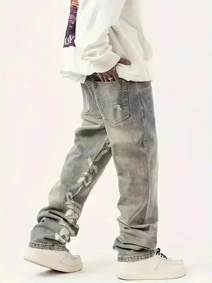Japanese Brand Long Jeans Graffiti Jeans Classic Straight Denim Wide-leg Size US 32 / EU 48 - 2 Thumbnail