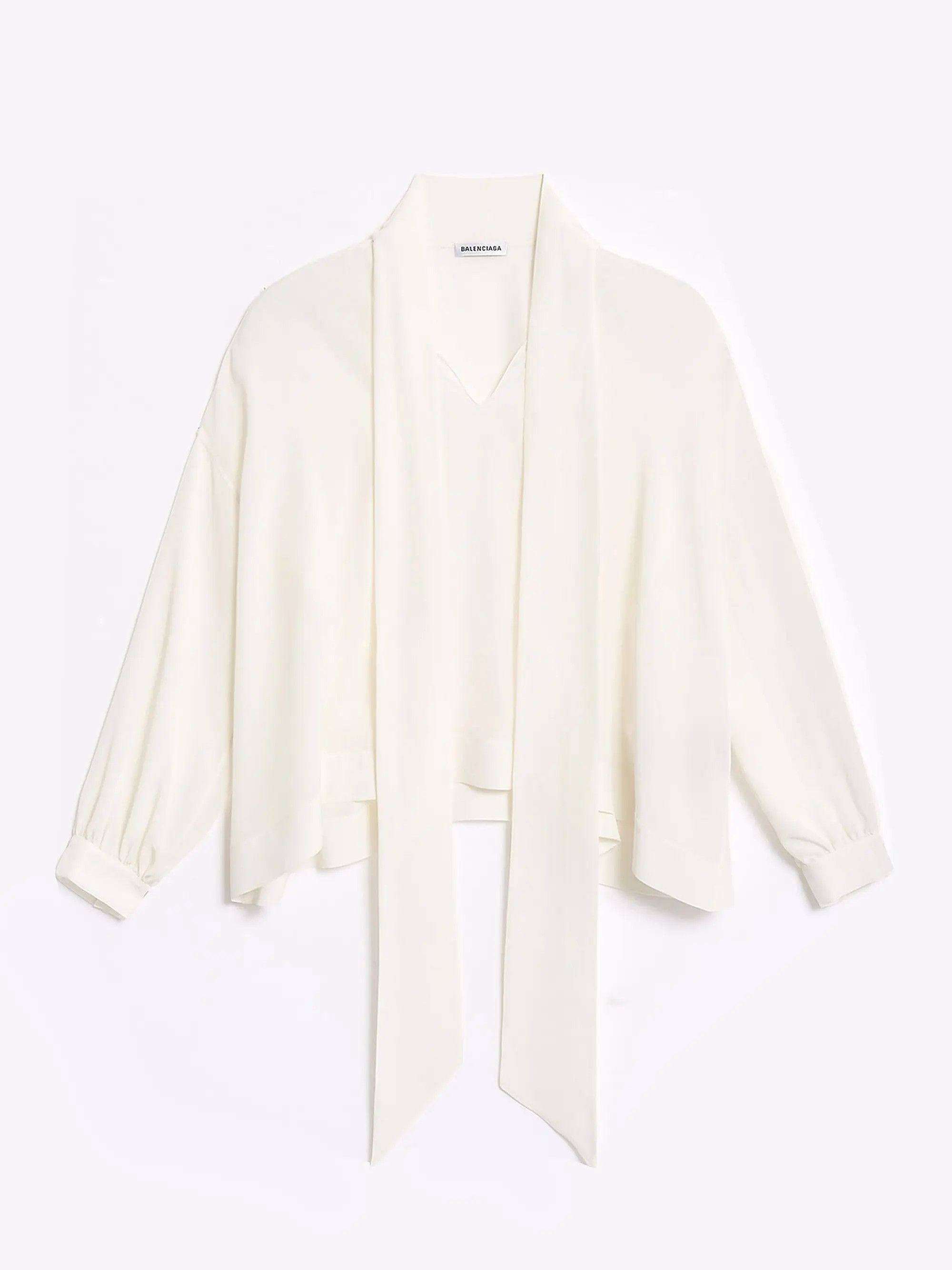 Balenciaga o1srvl11e0825 Fluid Vareuse Blouse in White Size XS / US 0-2 / IT 36-38 - 1 Thumbnail
