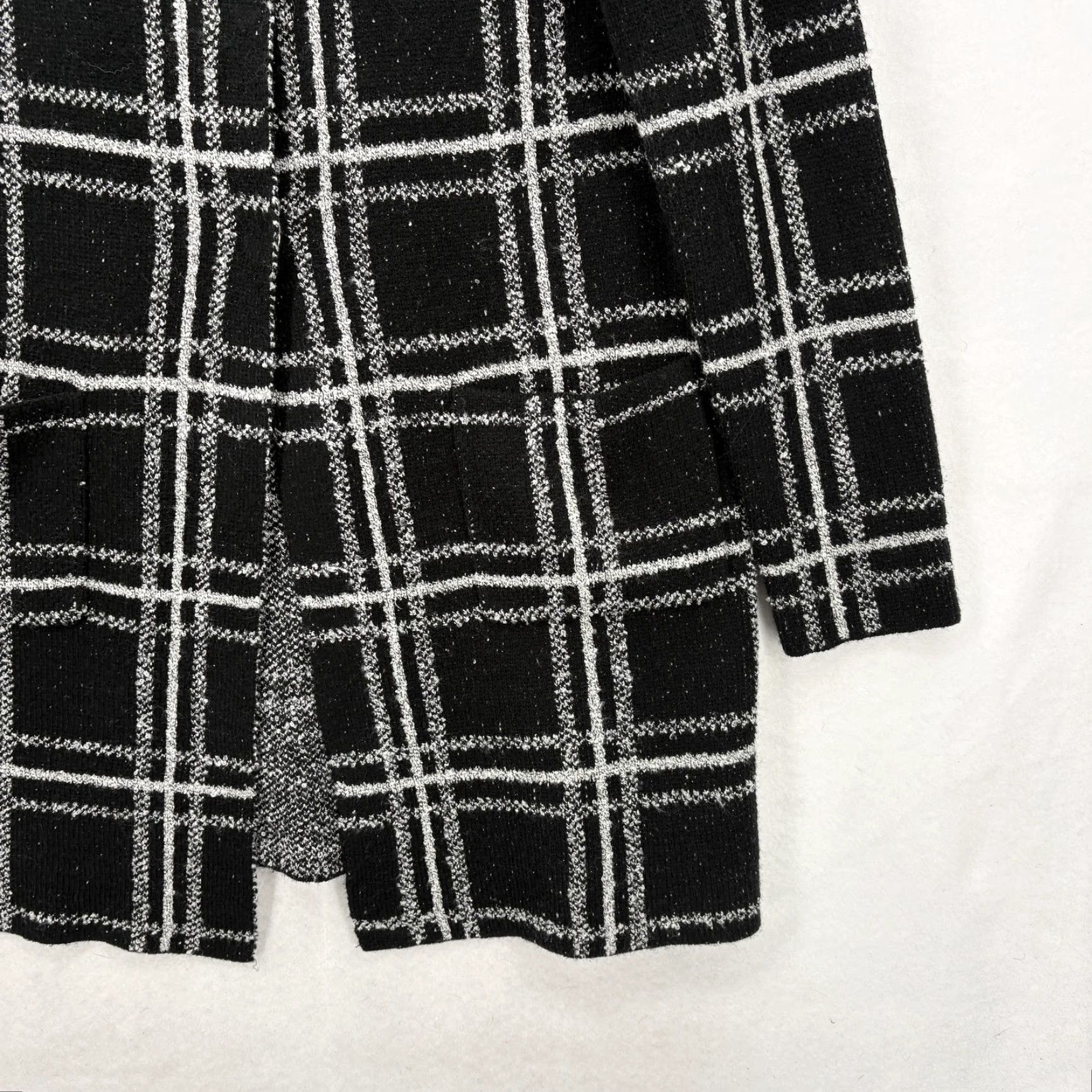 Sanctuary Sanctuary Cardigan Sweater Womens Large Black Plaid Open Front Knit Longline NWT Size L / US 10 / IT 46 - 3 Thumbnail