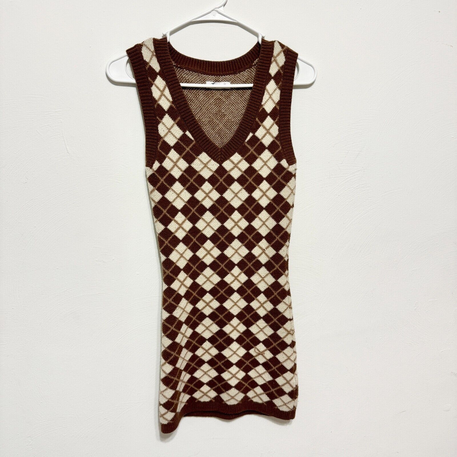 Hollister Hollister Dress XS Brown Plaid Sleeveless Knit Sweater Mini Size XS / US 0-2 / IT 36-38 - 1 Thumbnail