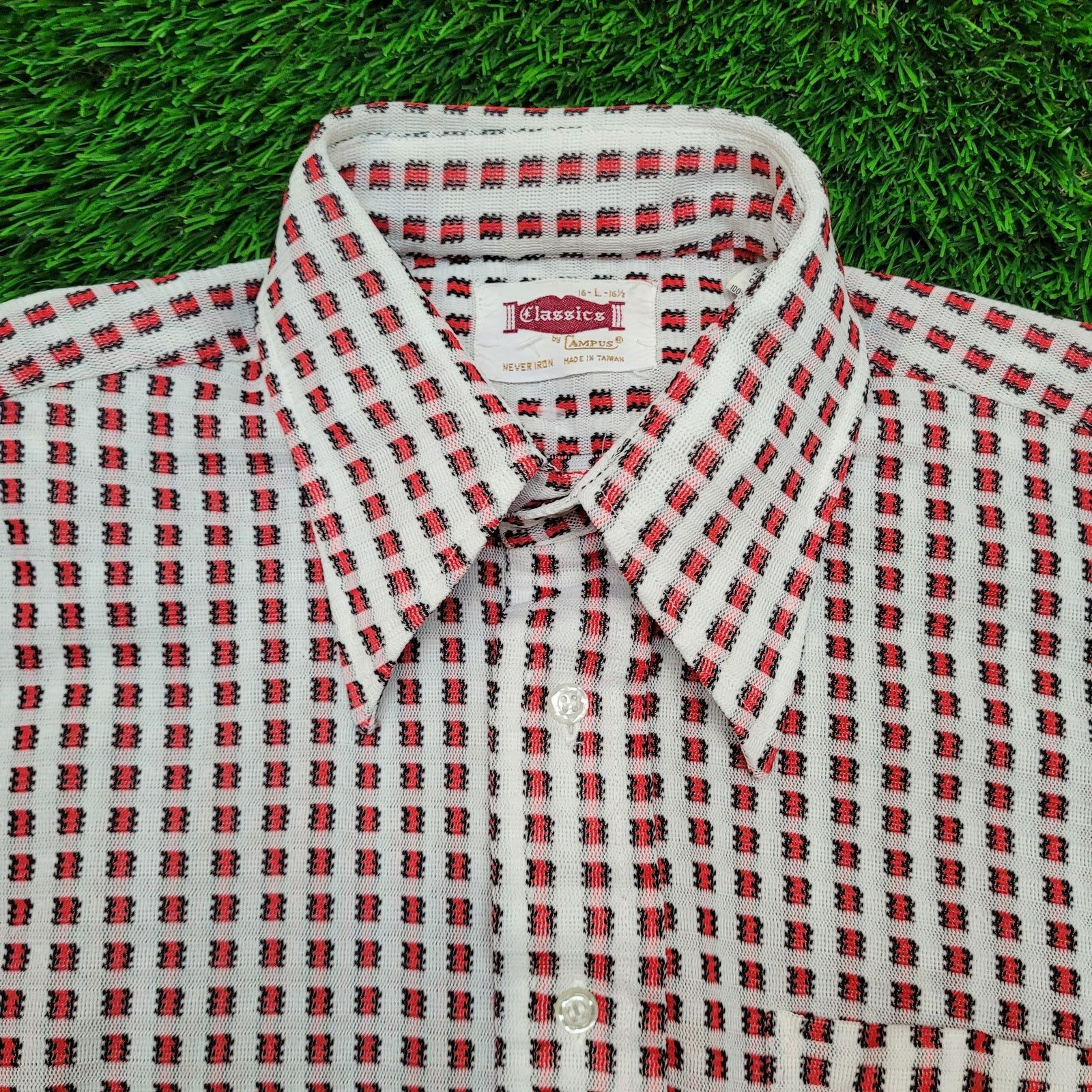 Vintage VTG 70s Campus Dagger Collar Disco Shirt M 16 Geometric Size US M / EU 48-50 / 2 - 2 Thumbnail