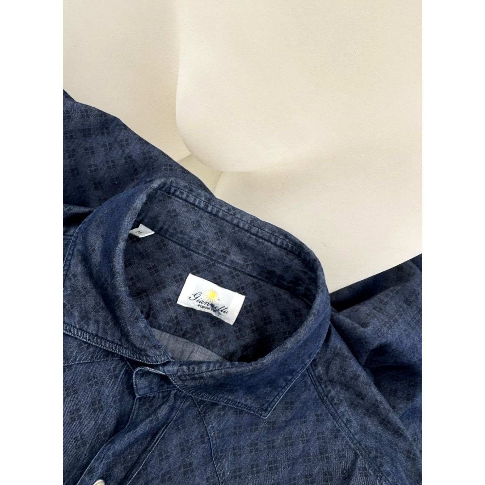 Vintage GIANNETTO PORTOFINO Western Geometric Pearl Snap M Shirt Mens Blue Button-Up Long Sleeve Snaps Geometric 90s Theme M Womens? Size US M / EU 48-50 / 2 - 4 Thumbnail