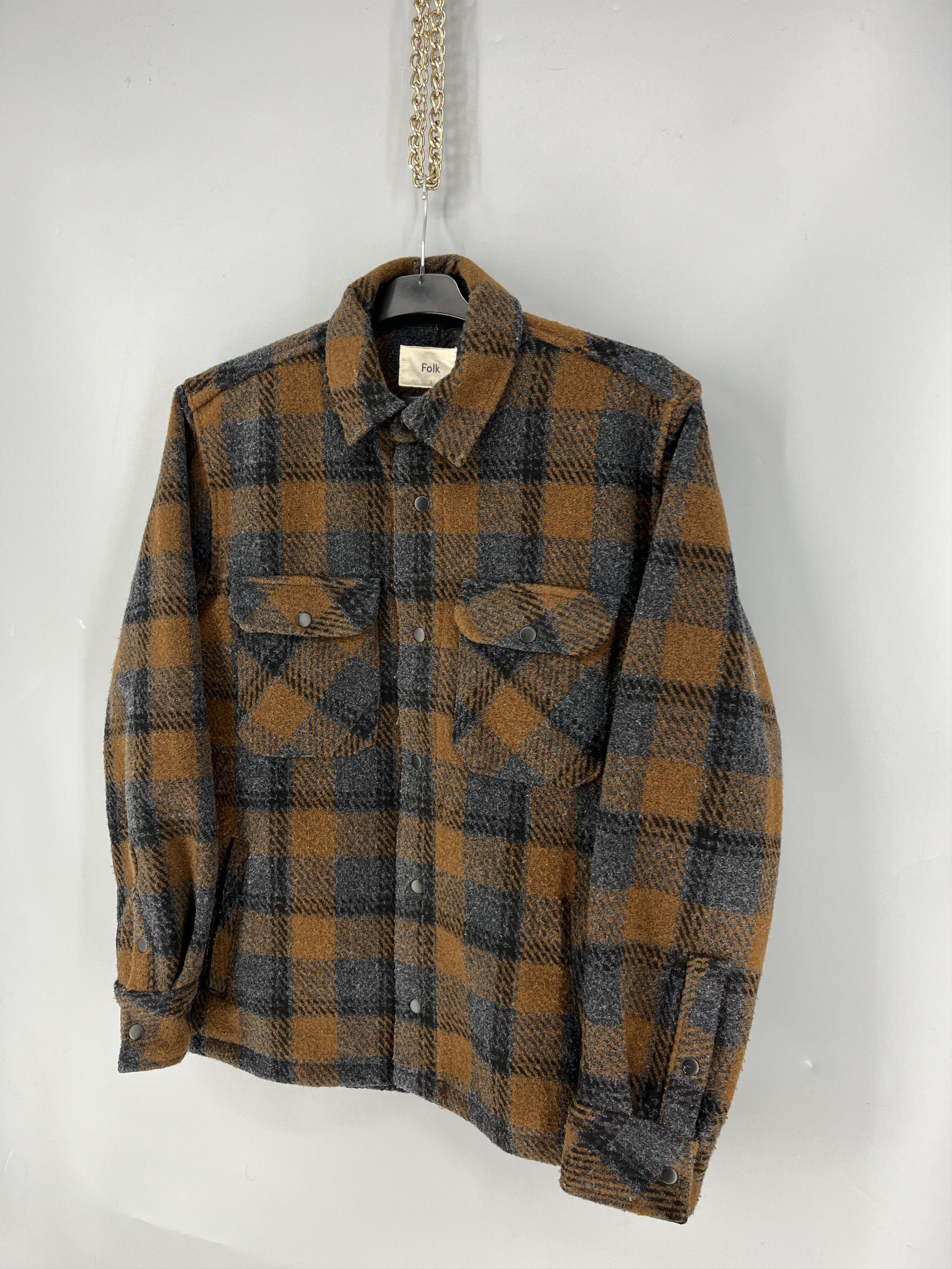 Folk Folk Ryburn Check Olive Green Flannel Over Shirt Chore Size US M / EU 48-50 / 2 - 3 Thumbnail