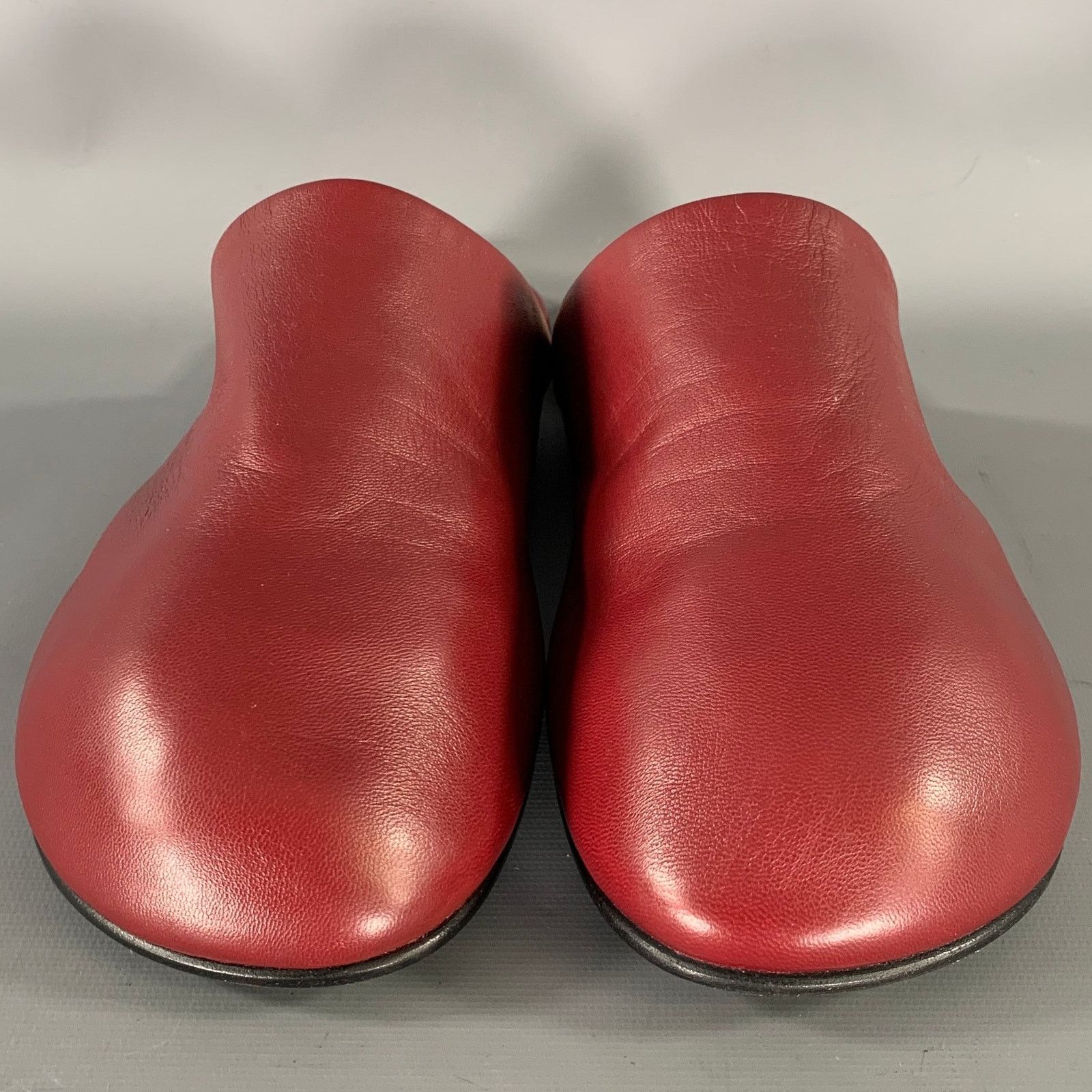 Carven CARVEN Size 10 Burgundy Leather Lambskin Slippers Flats Size US 11 / IT 41 - 4 Thumbnail