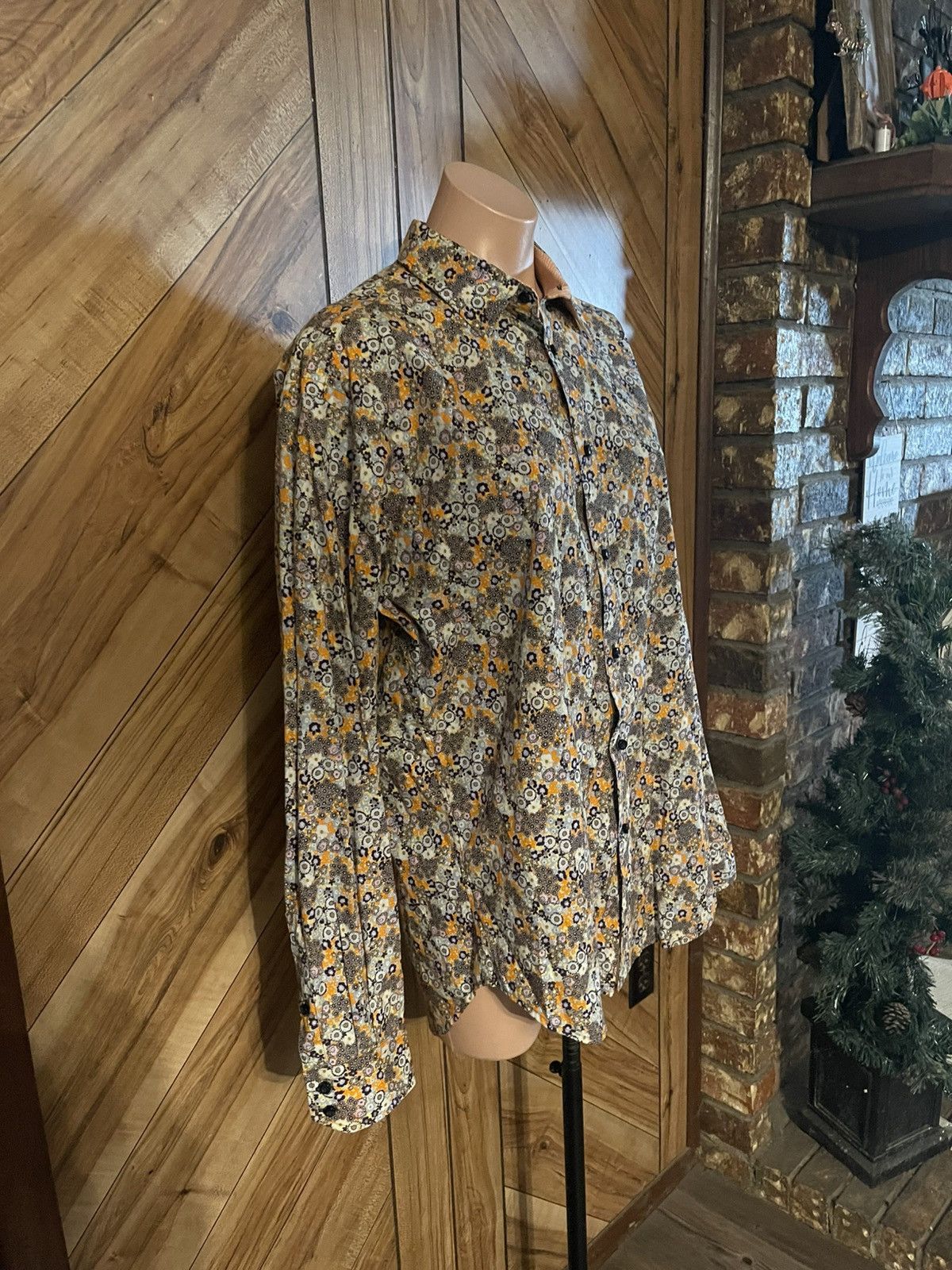 Thomas Dean Thomas Dean Men Medium Floral Button Down Long Sleeve Shirt Size US M / EU 48-50 / 2 - 3 Thumbnail