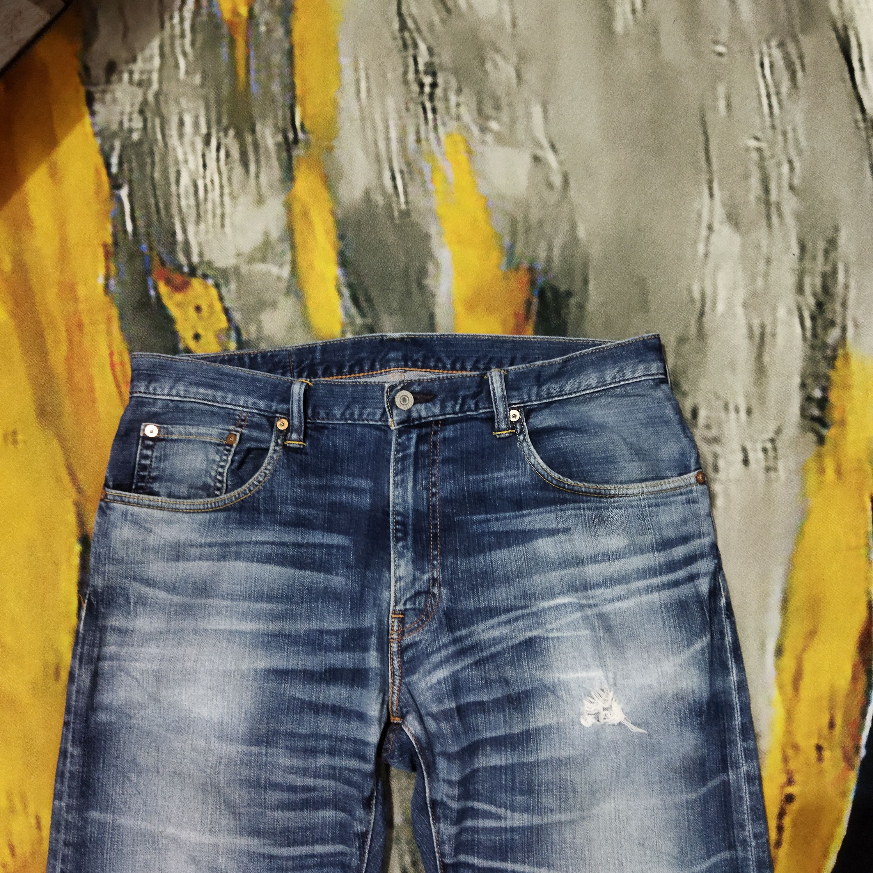 Levi's × Vintage VINTAGE LEVIS 551 DISTRESSED FADED BLUE Size US 36 / EU 52 - 2 Thumbnail