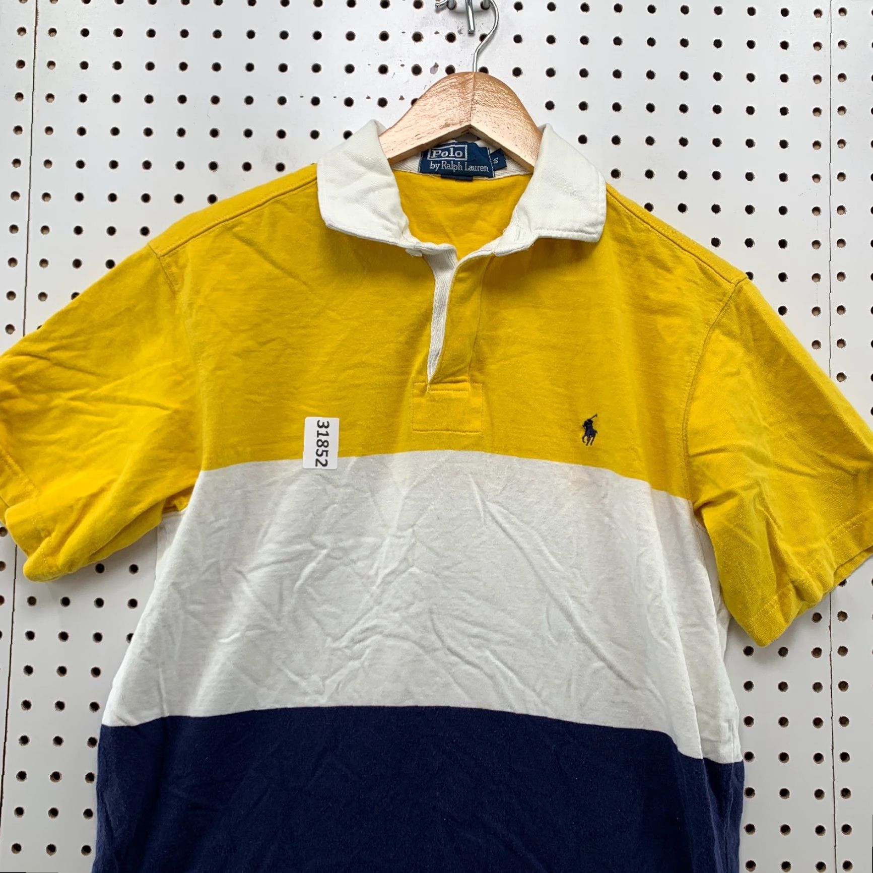 Polo Ralph Lauren Vintage Polo Ralph Lauren Rugby Shirt Mens Small Yellow White Striped Preppy Polo Shirt Men S Yellow Striped Rugby Shirt Size US S / EU 44-46 / 1 - 7 Thumbnail