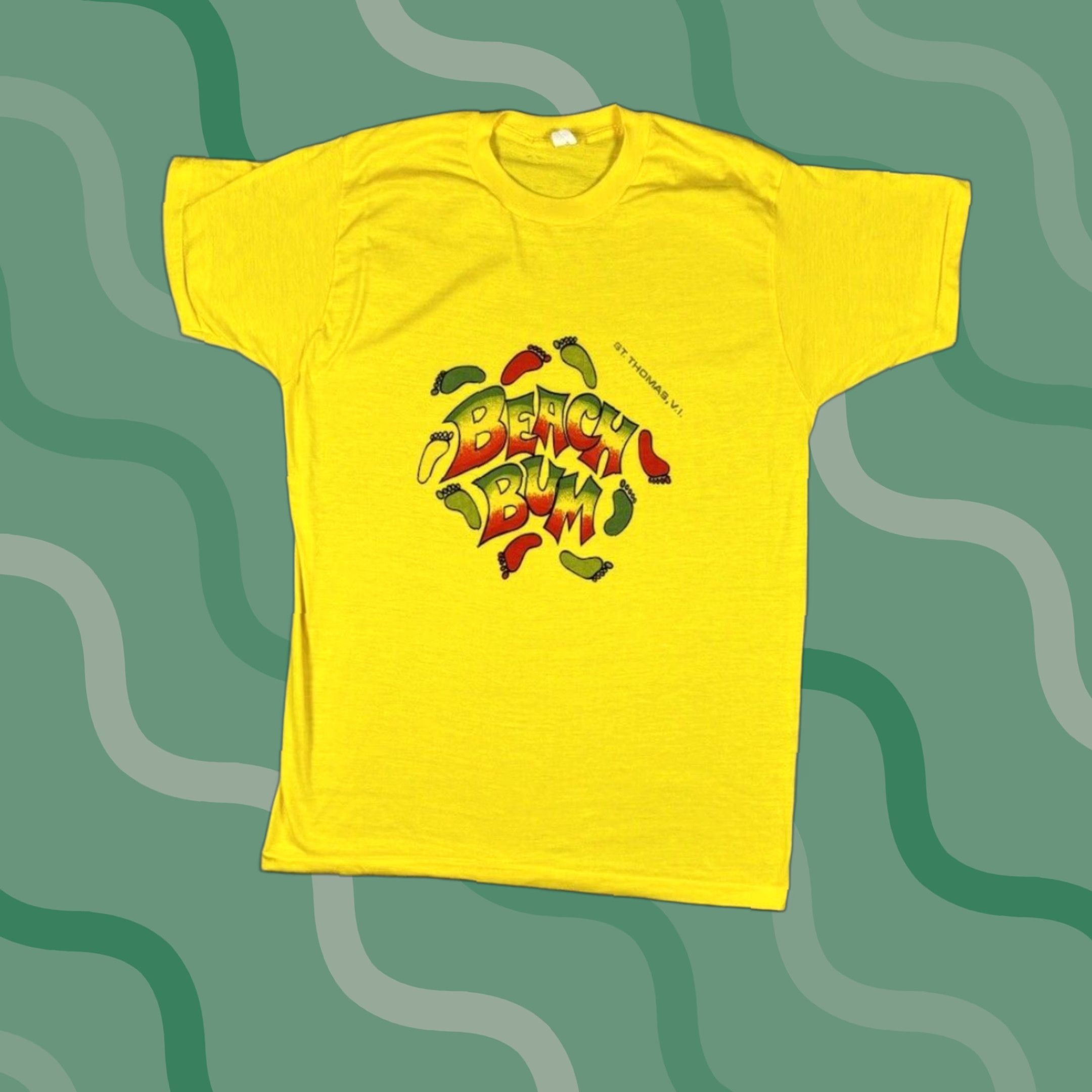 Vintage VINTAGE Beach Bums T-Shirt XL Men Yellow 70s Beach Graphic Print Short Sleeve Cotton Size US XL / EU 56 / 4 - 1 Thumbnail