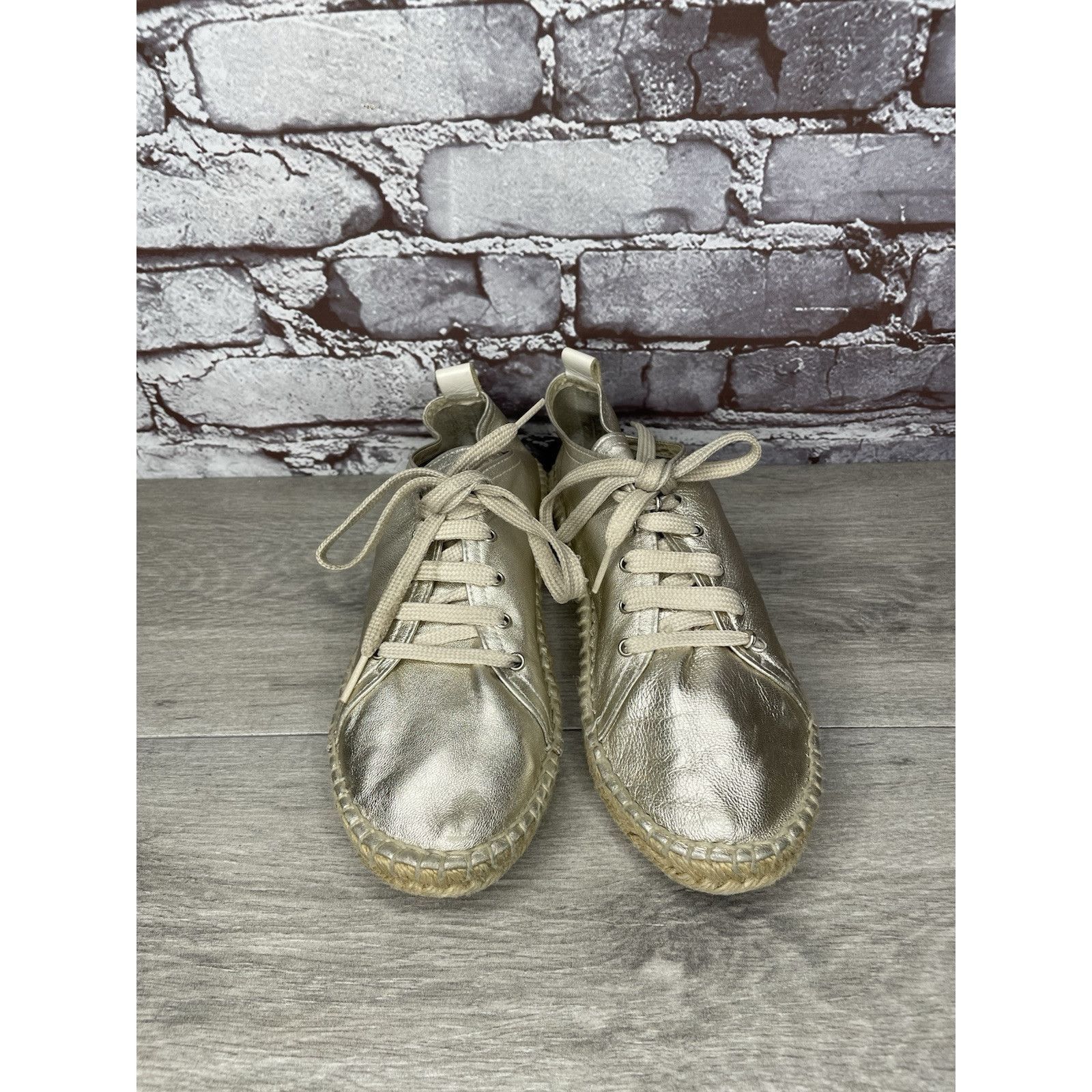 Other Maypol Silver Leather Espadrilles Casual Lace Up Shoes Women Size US 7.5 / IT 37.5 - 17 Thumbnail