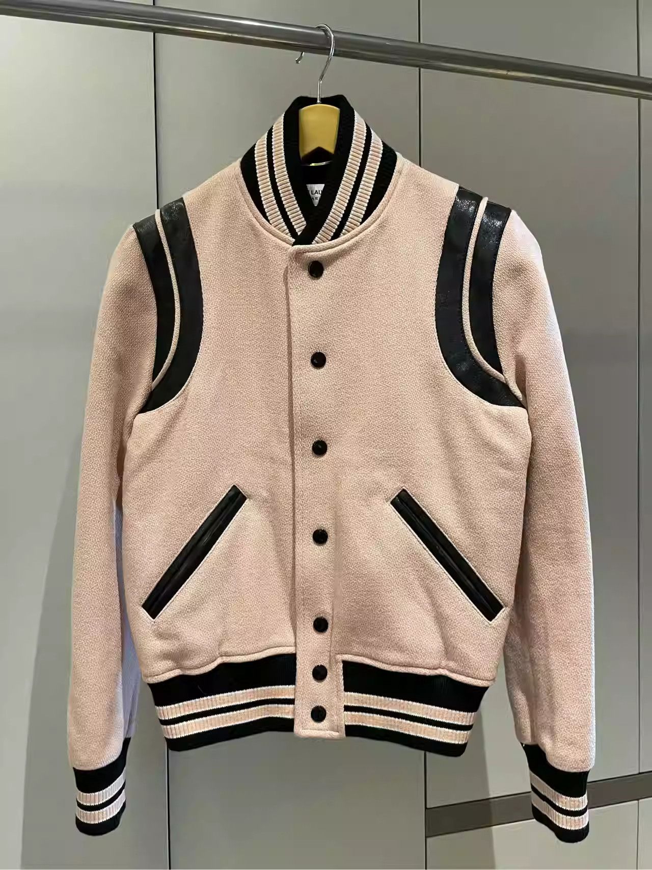 Saint Laurent Paris Saint Laurent Pink Patchwork Leather Baseball Jersey Size US M / EU 48-50 / 2 - 1 Thumbnail