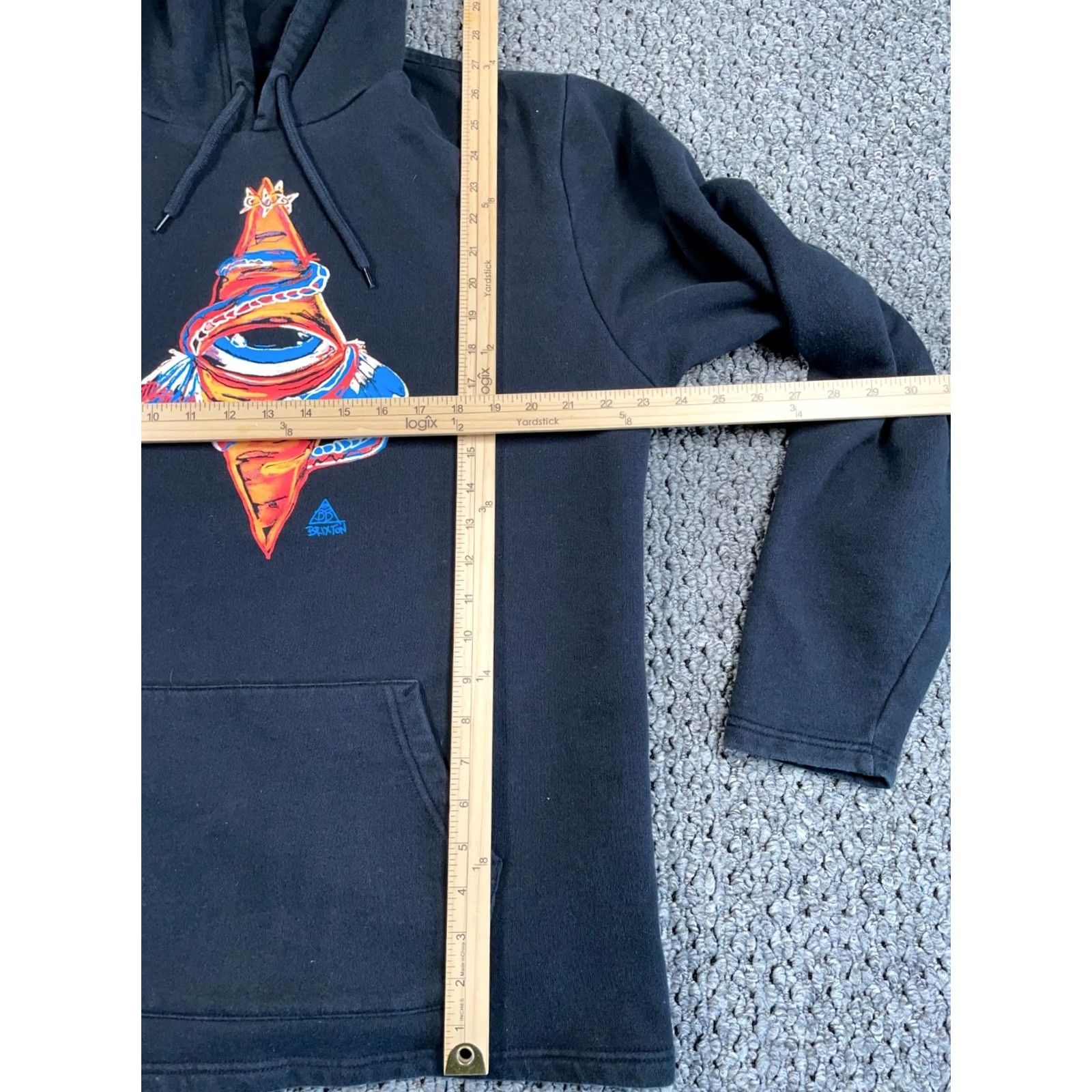 Brixton Brixton Shirt Mens XL Black Visual Relay Print Hoodie Adult Drawstring Sweatshirt Feather Size US XL / EU 56 / 4 - 5 Thumbnail