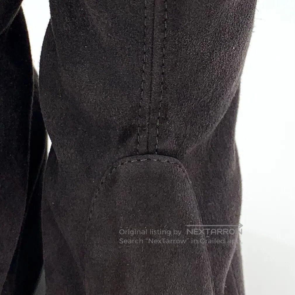 Swarovski SW Grey Round Toe Suede Chunky Heel Tall Boots| Size US 7 / IT 37 - 8 Thumbnail