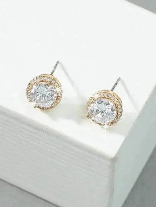 Jewelry Misuzu x Asano Cubic Gold Style Rhinestone Earrings Size ONE SIZE - 8 Thumbnail