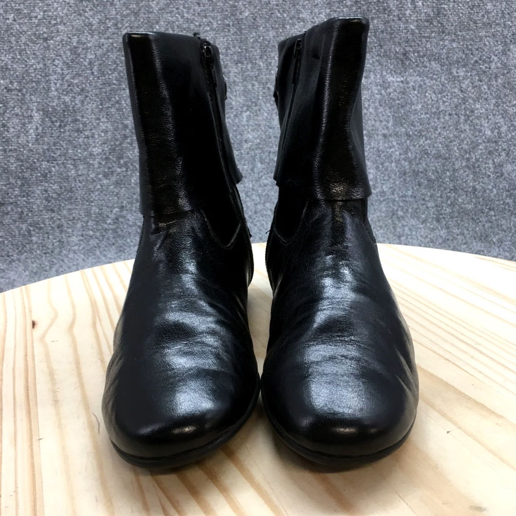 Vintage Aerosoles Boots Womens 8.5 M Sota Water Ankle Bootie Black Leather Side Zip Shoe Boots Size US 9 / IT 39 - 4 Thumbnail