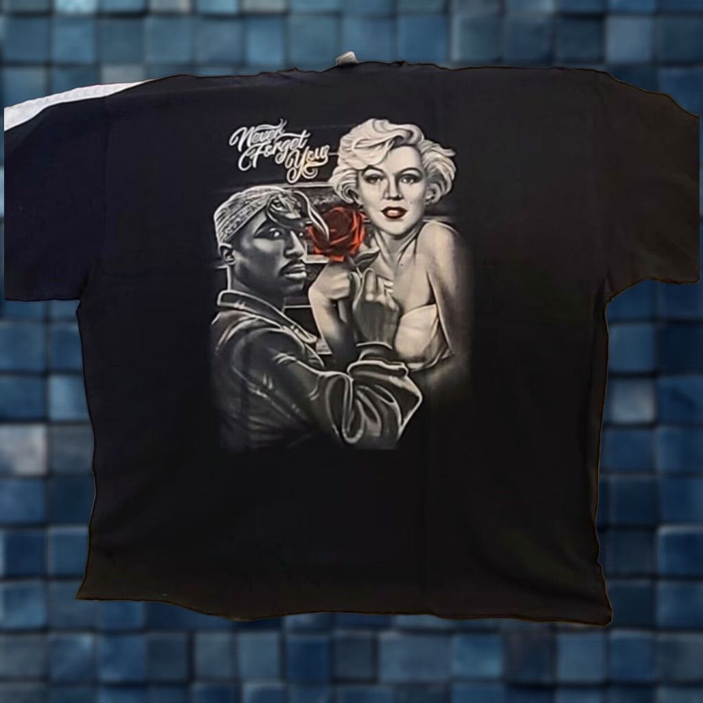 Vintage VINTAGE Marilyn Monroe Tupac Shakur 2Pac Hip Hop Music Graphic T-Shirt Men 2XL Black Size US XXL / EU 58 / 5 - 1 Thumbnail