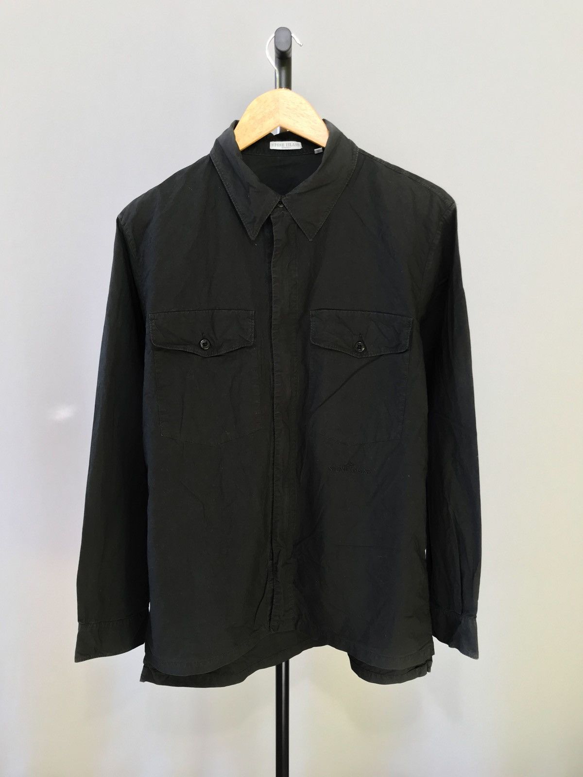 Stone Island × Vintage Stone Island Shirt Dark Black RARE 0559217 overshirt zip Size US M / EU 48-50 / 2 - 1 Thumbnail