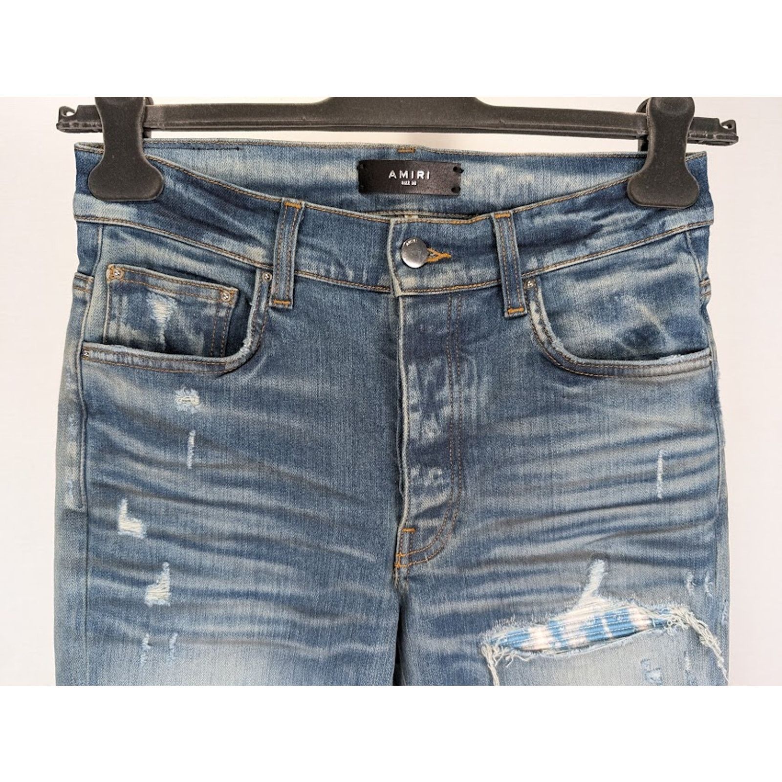 Amiri o1rshd1 Bleached MA Paisley MX1 Jeans Honeycomb Indigo Size US 40 / EU 56 - 11 Thumbnail