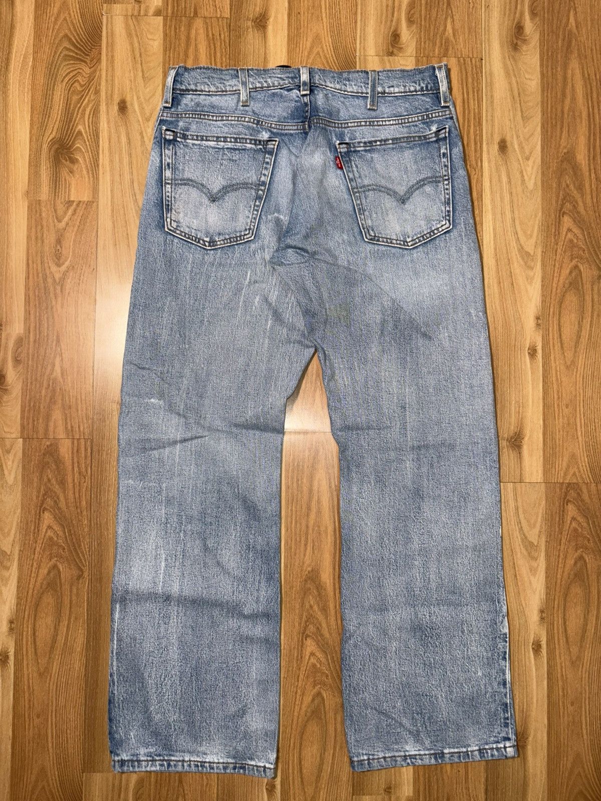 Levi's Levi's Distressed Straight Jeans Built-in Drawstring 32x32 Size US 32 / EU 48 - 2 Thumbnail